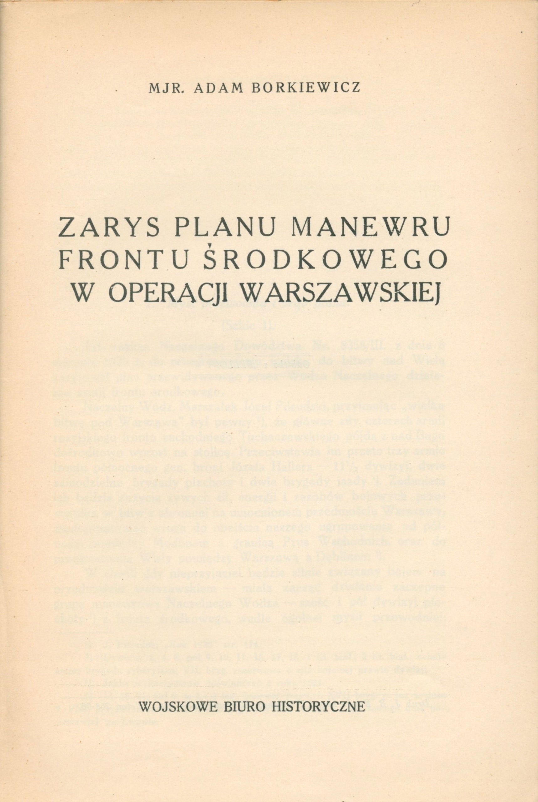 Borkiewicz Zarys planu manewru frontu środkowego [1930]