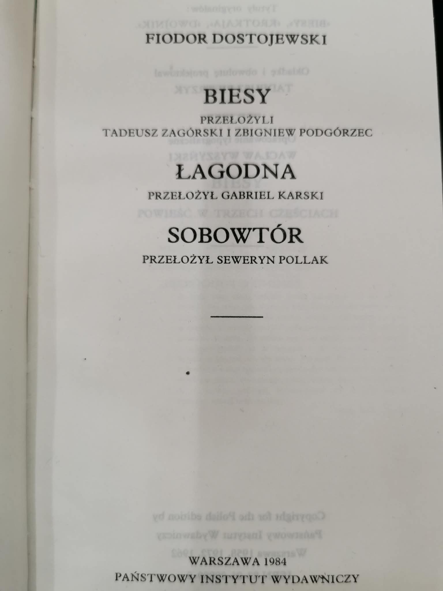 Zestaw książek Fiodora Dostojewskiego t. I-IV