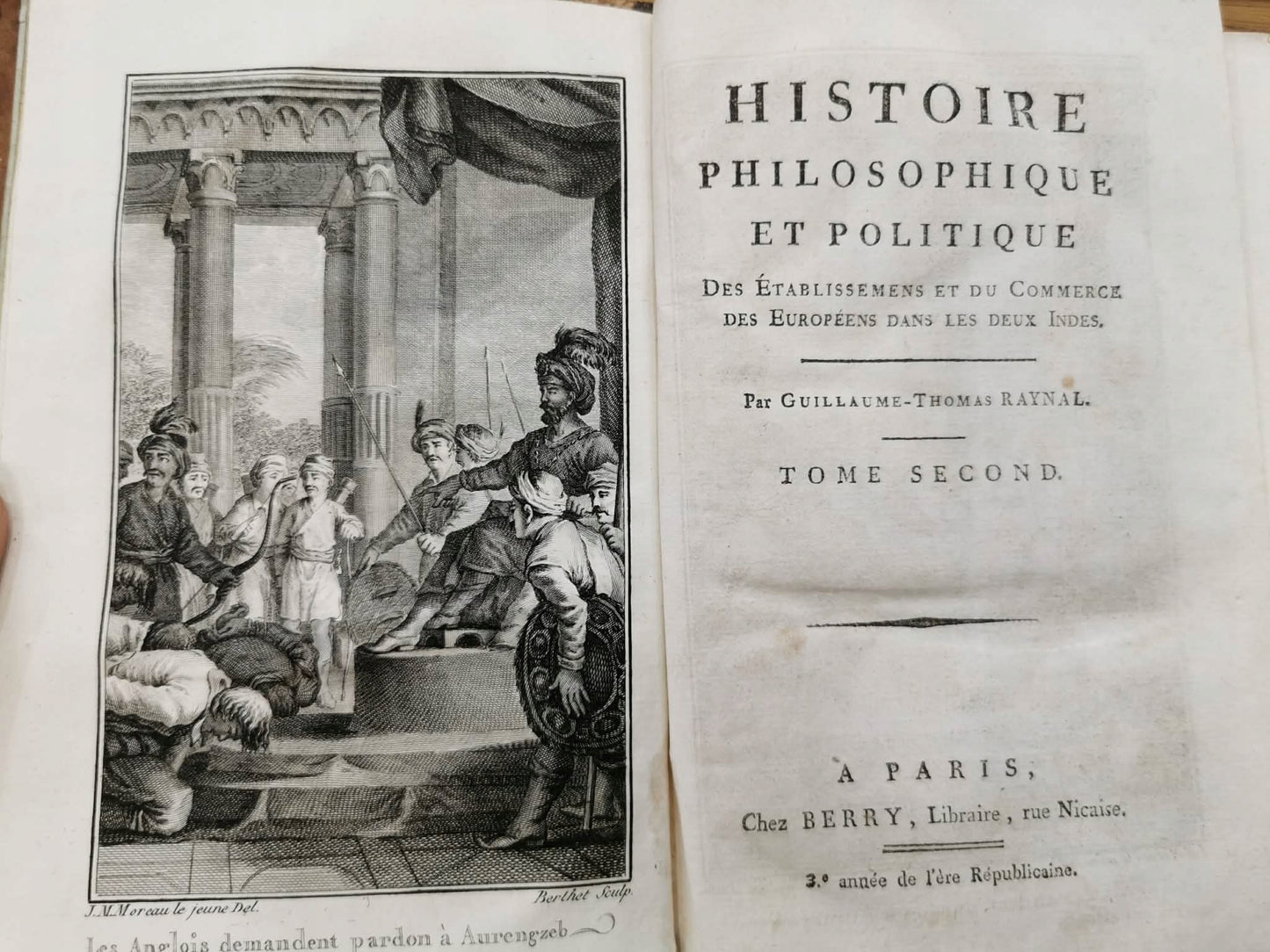 Historie philosophique et politique, t. II, Guillaume T. Raynal [c. 1780]