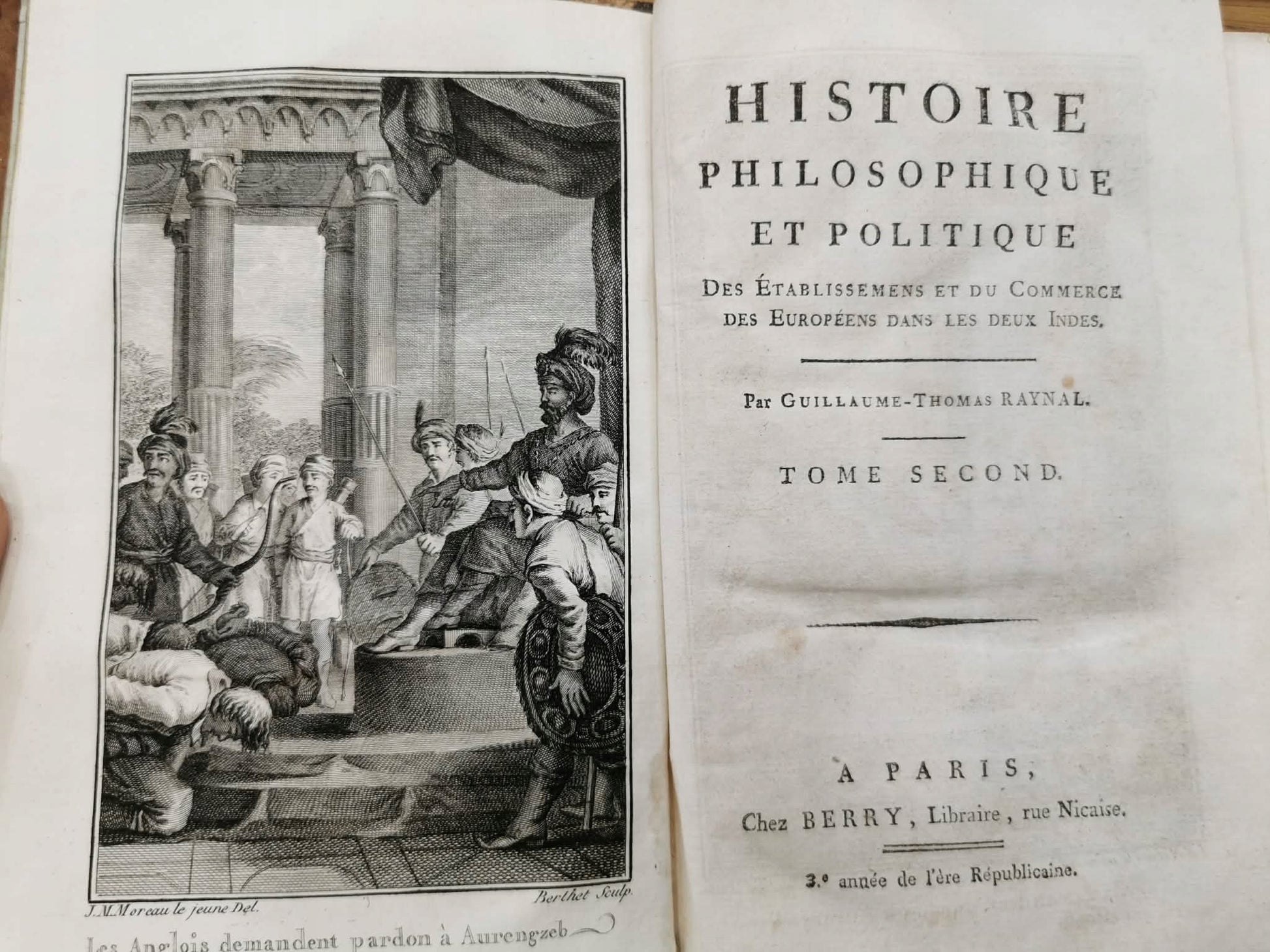 Historie philosophique et politique, t. II, Guillaume T. Raynal [c. 1780]