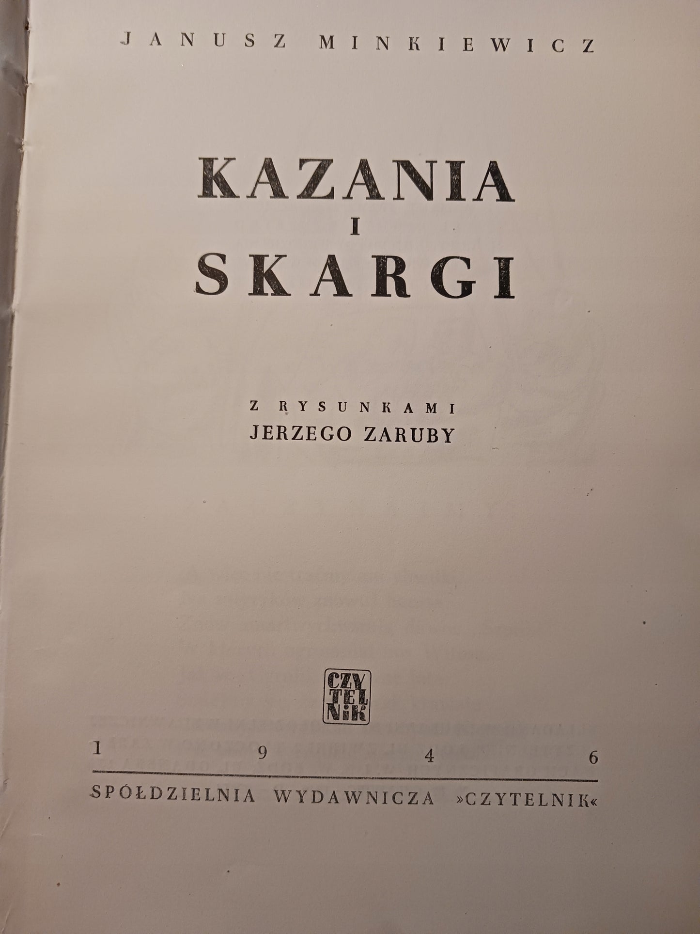Kazania i skargi Janusz Minkiewicz, il. Jerzy Zaruba [wydanie z roku 1946]