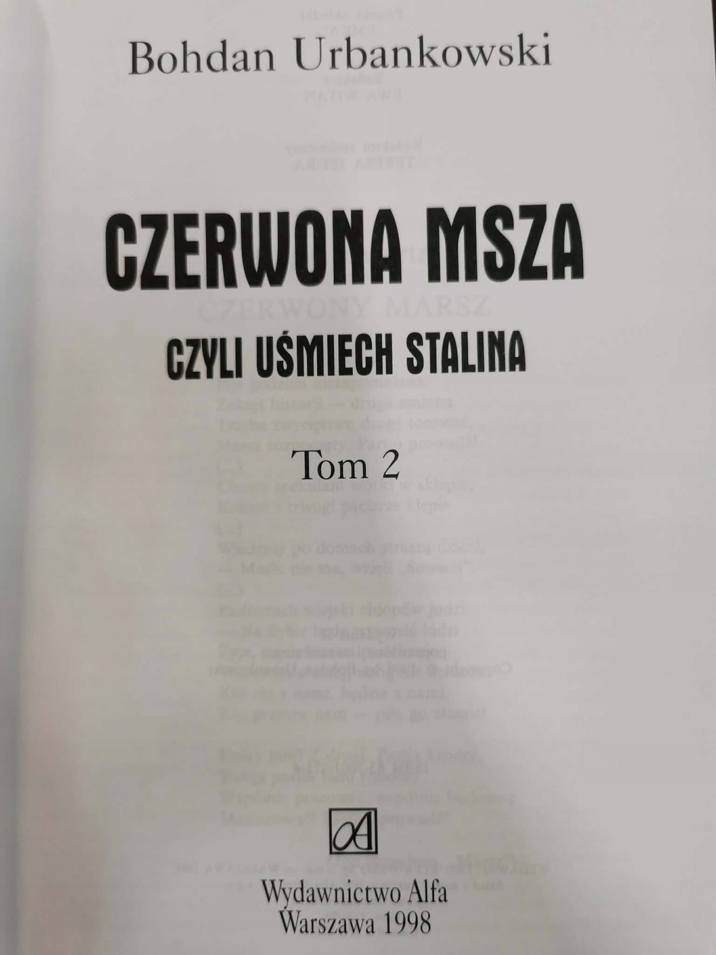 Czerwona Msza, czyli uśmiech Stalina t. I-II, B. Urbankowski