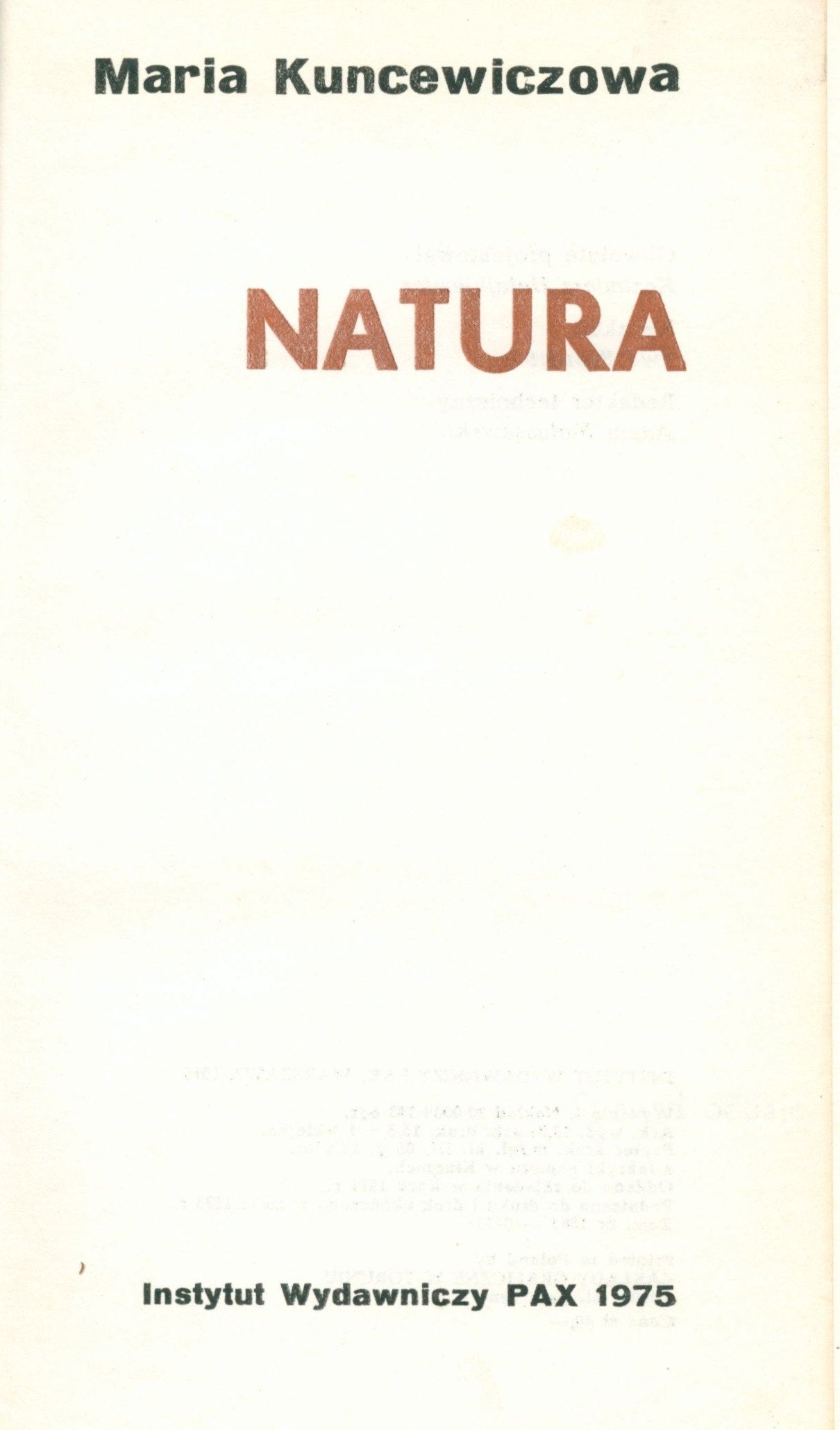 Kuncewiczowa Maria, Natura (dedykacja autorki dla H. Zaworskiej) [1975]