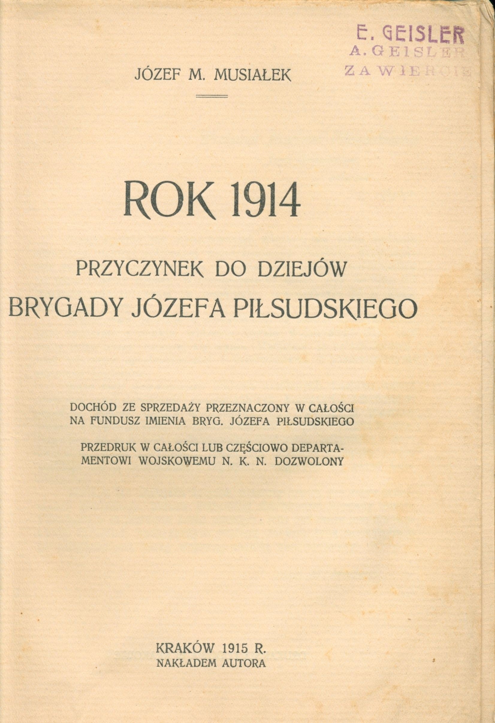 Rok 1914 Musiałek Józef M. [Kraków 1915]
