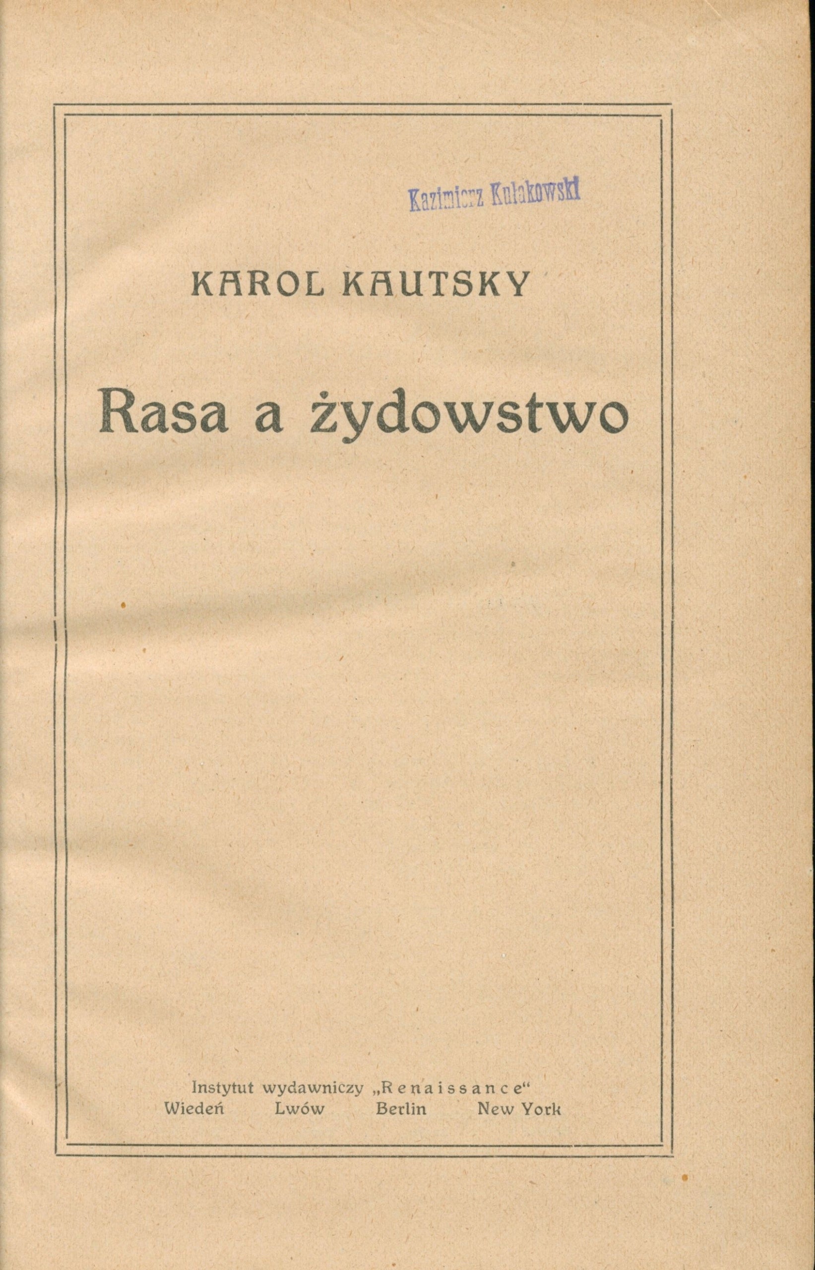 Rasa a żydostwo, Kautsky Karol [syjonizm]