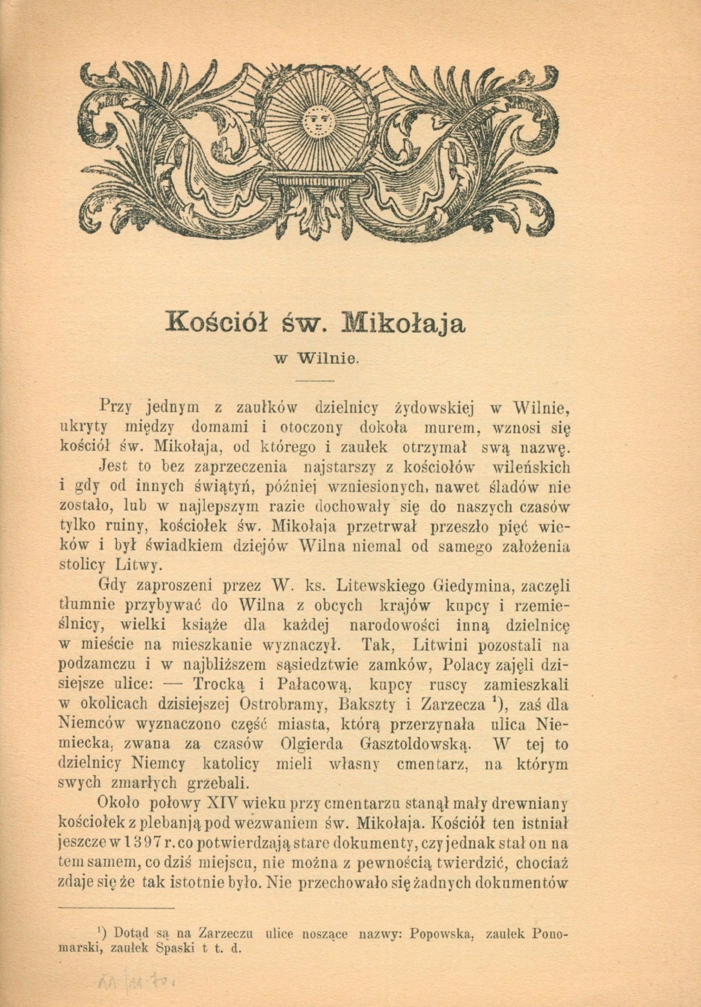 Zahorski Władysław- Kościół św. Mikołaja w Wilnie [Wilno 1921]