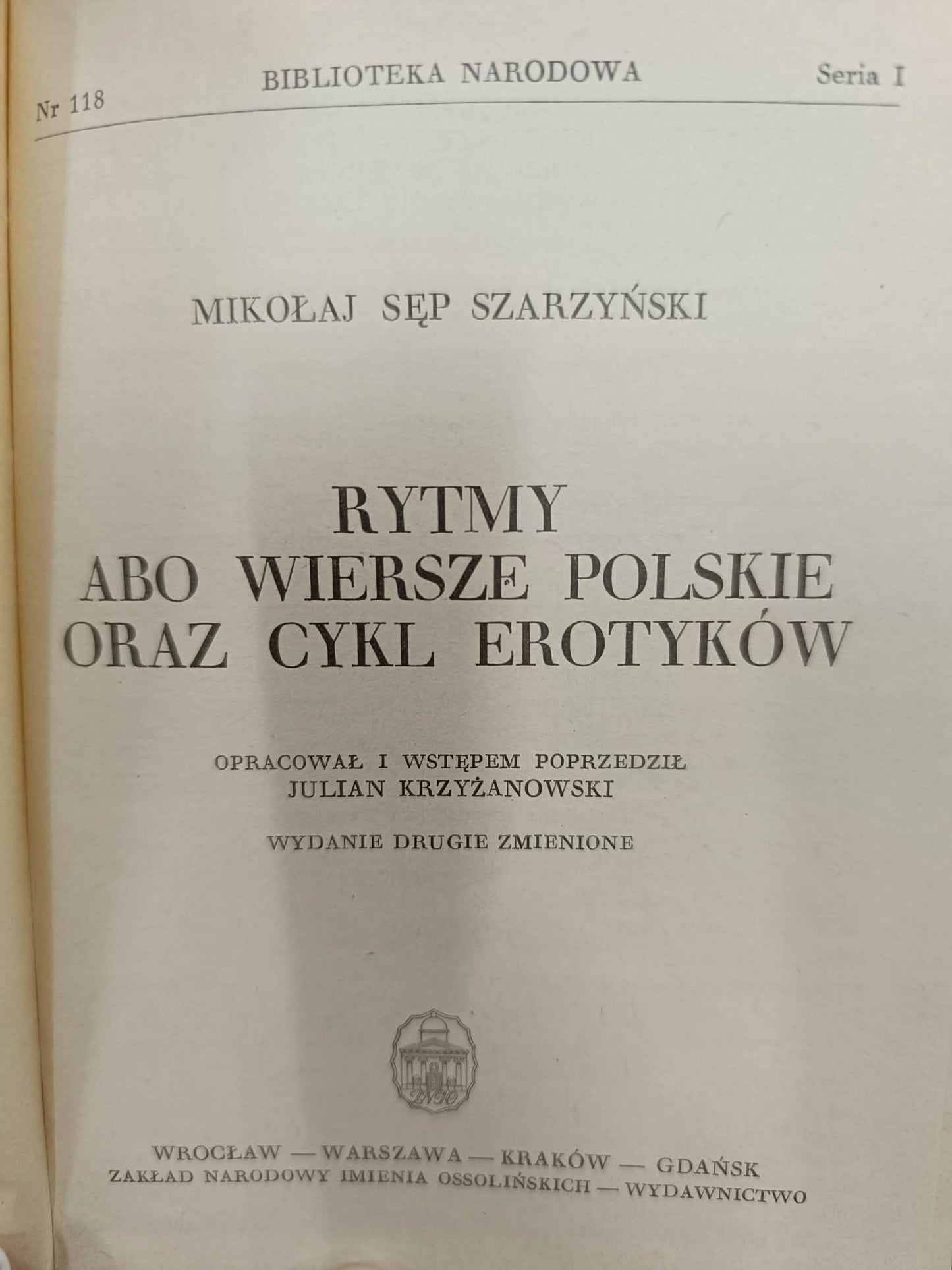 Mikołaj Sęp Szarzyński, Rytmy albo wiersze polskie [Biblioteka Narodowa]