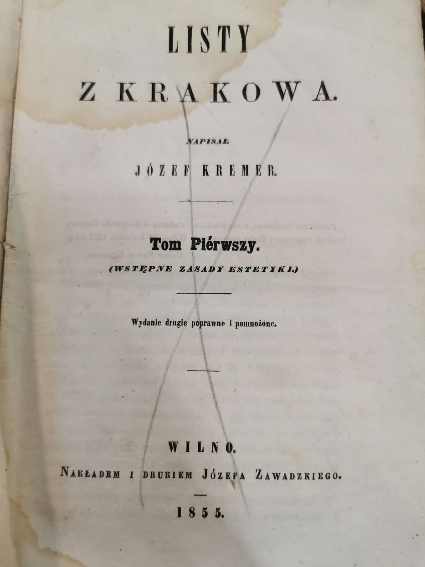 Listy z Krakowa, J. Kremer [t. I][1869]