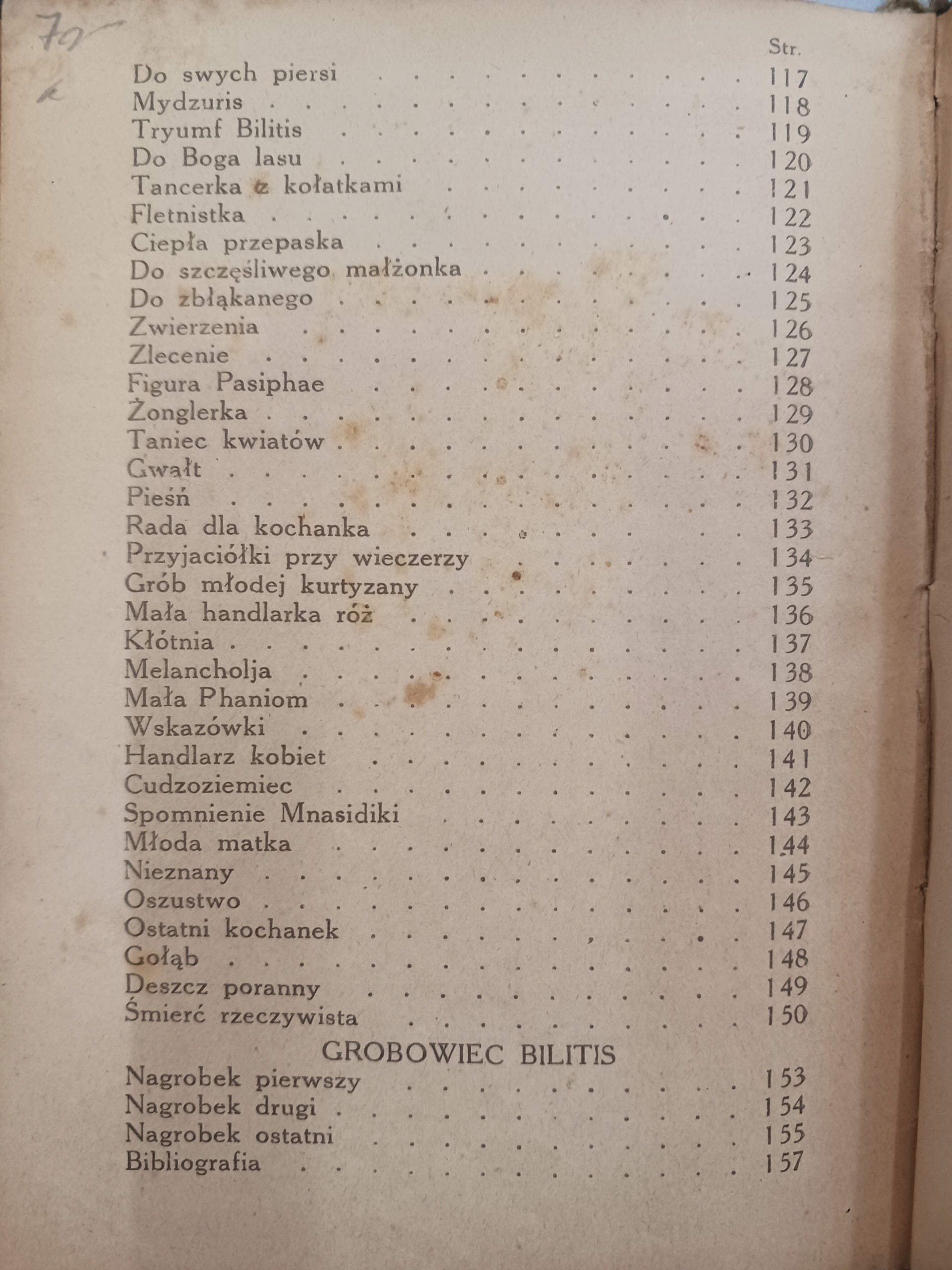 Pieśni Bilitis Piotr Louys przekład Leopold Staff [wydanie z roku 1920]