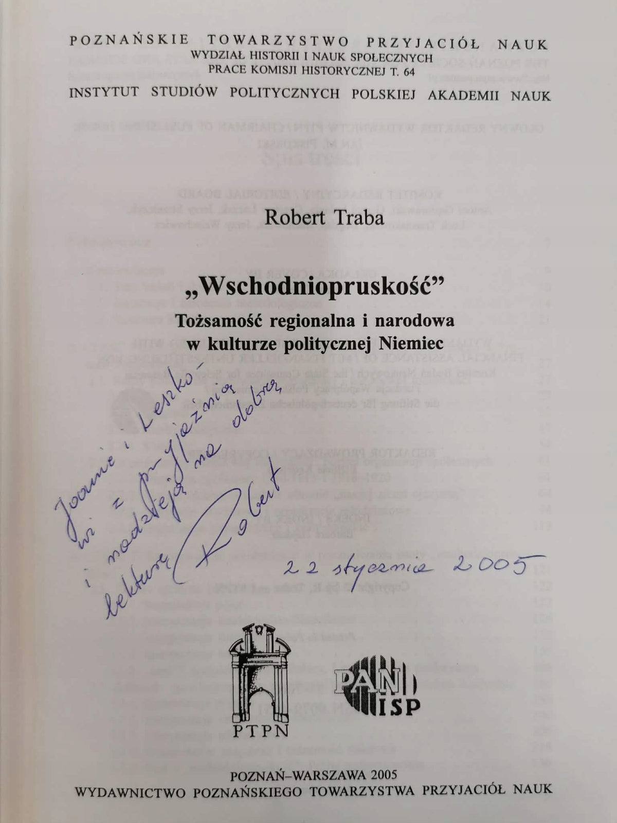 Wschodnio pruskość, Robert Traba [DEDYKACJA]