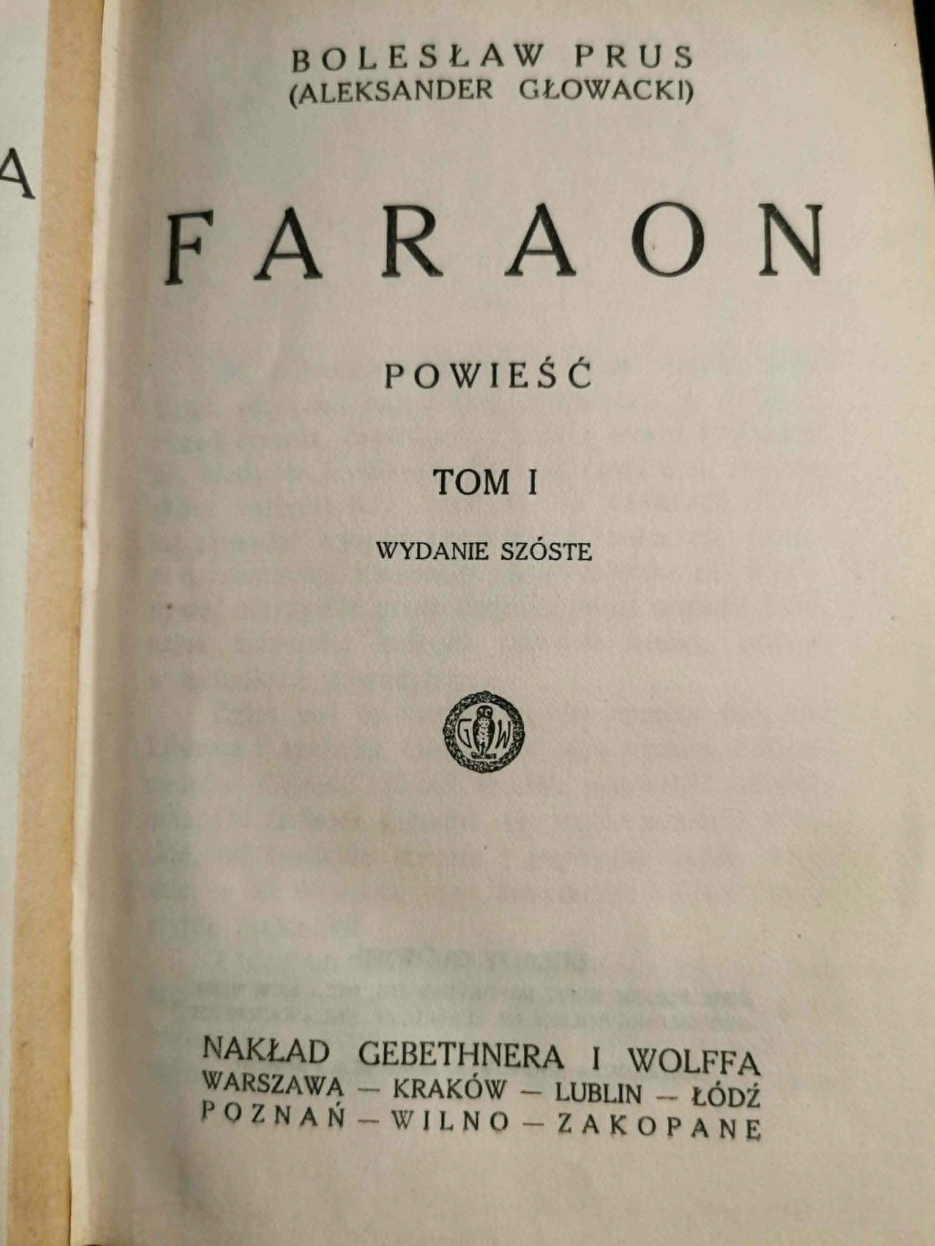 Faraon t. I-III, B. Prus [1925]