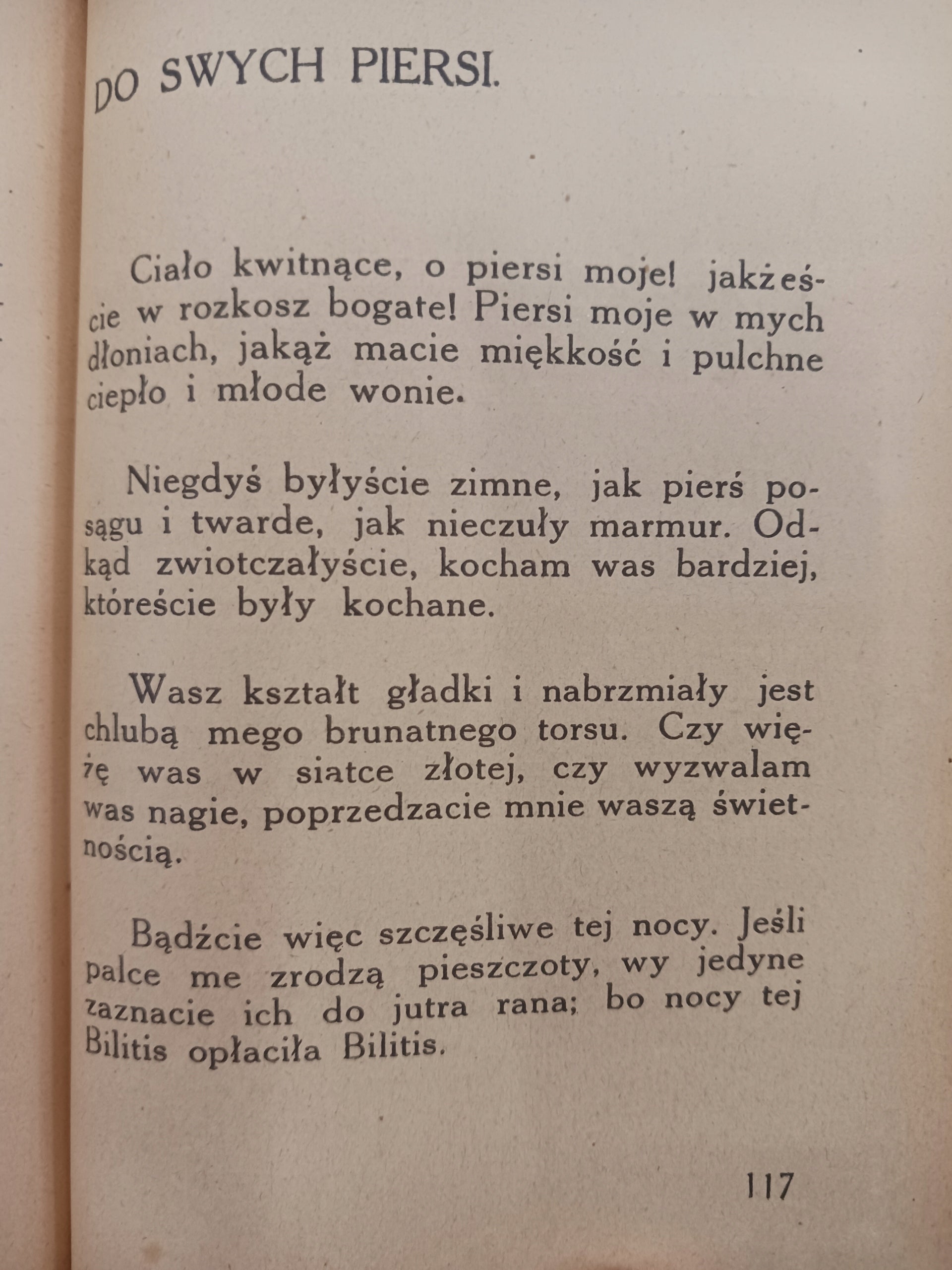 Pieśni Bilitis Piotr Louys przekład Leopold Staff [wydanie z roku 1920]