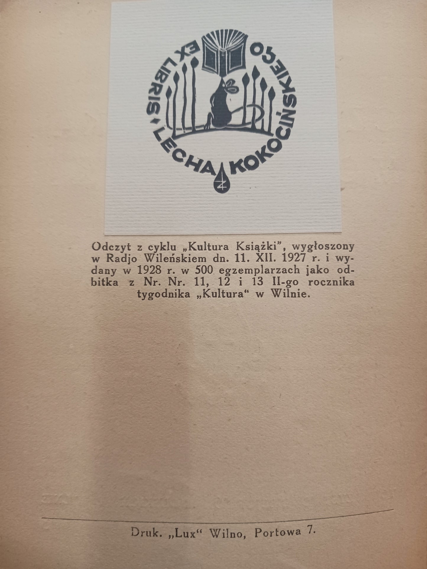 Czarodziejska moc książki Stefan Rygiel 1933 r. [exlibris L. Kokocińskiego]