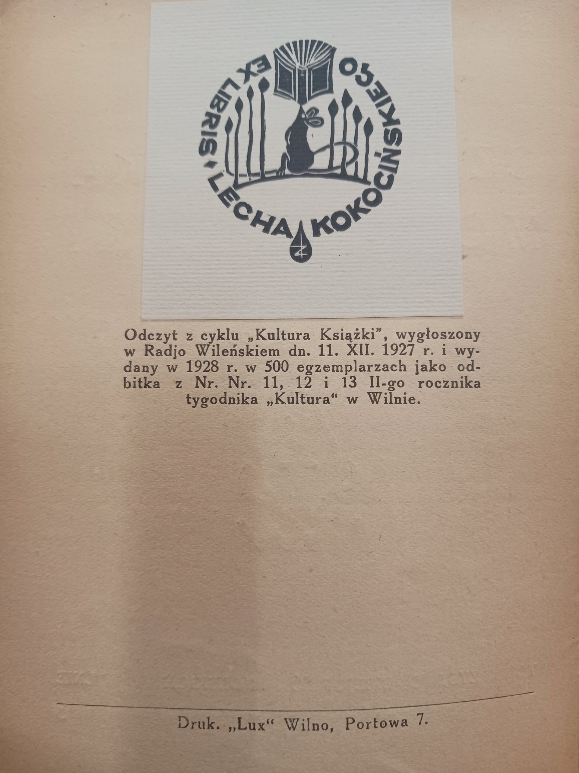 Czarodziejska moc książki Stefan Rygiel 1933 r. [exlibris L. Kokocińskiego]