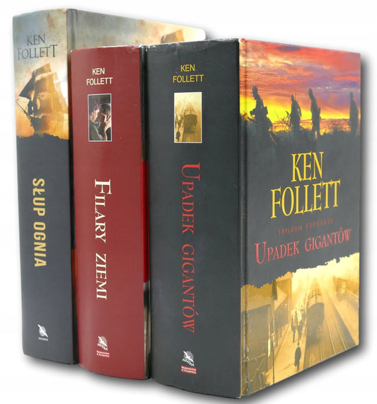 Zestaw 3 książek Ken Follett (Słup ognia, Filary ziemi, Upadek gigantów)