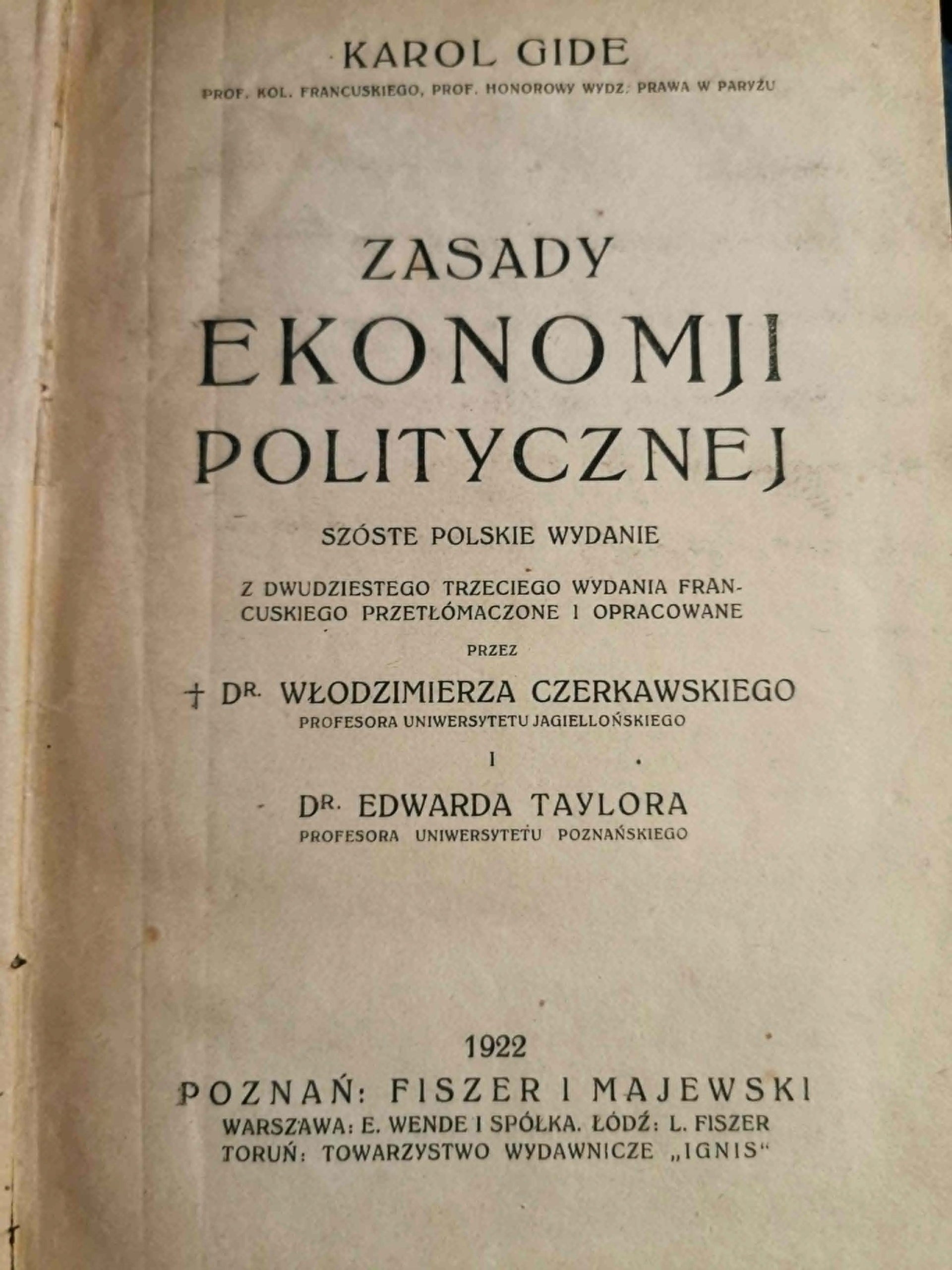 Zasady ekonomji politycznej, Karol Gide [1922]