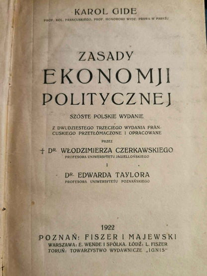 Zasady ekonomji politycznej, Karol Gide [1922]