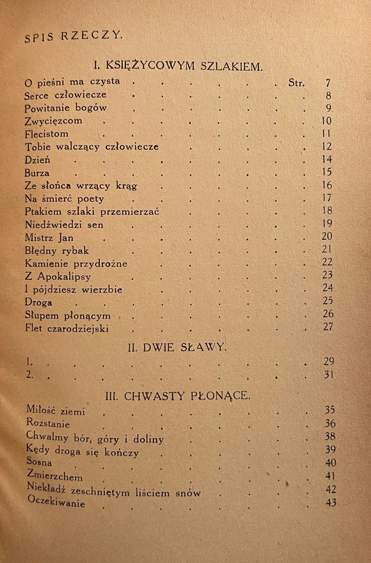 Chwasty płonące Antoni Kasprowicz [dedykacja odautorska]