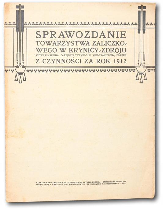 Sprawozdanie Towarzystwa Zaliczkowego w Krynicy-Zdroju z czynności [1913]