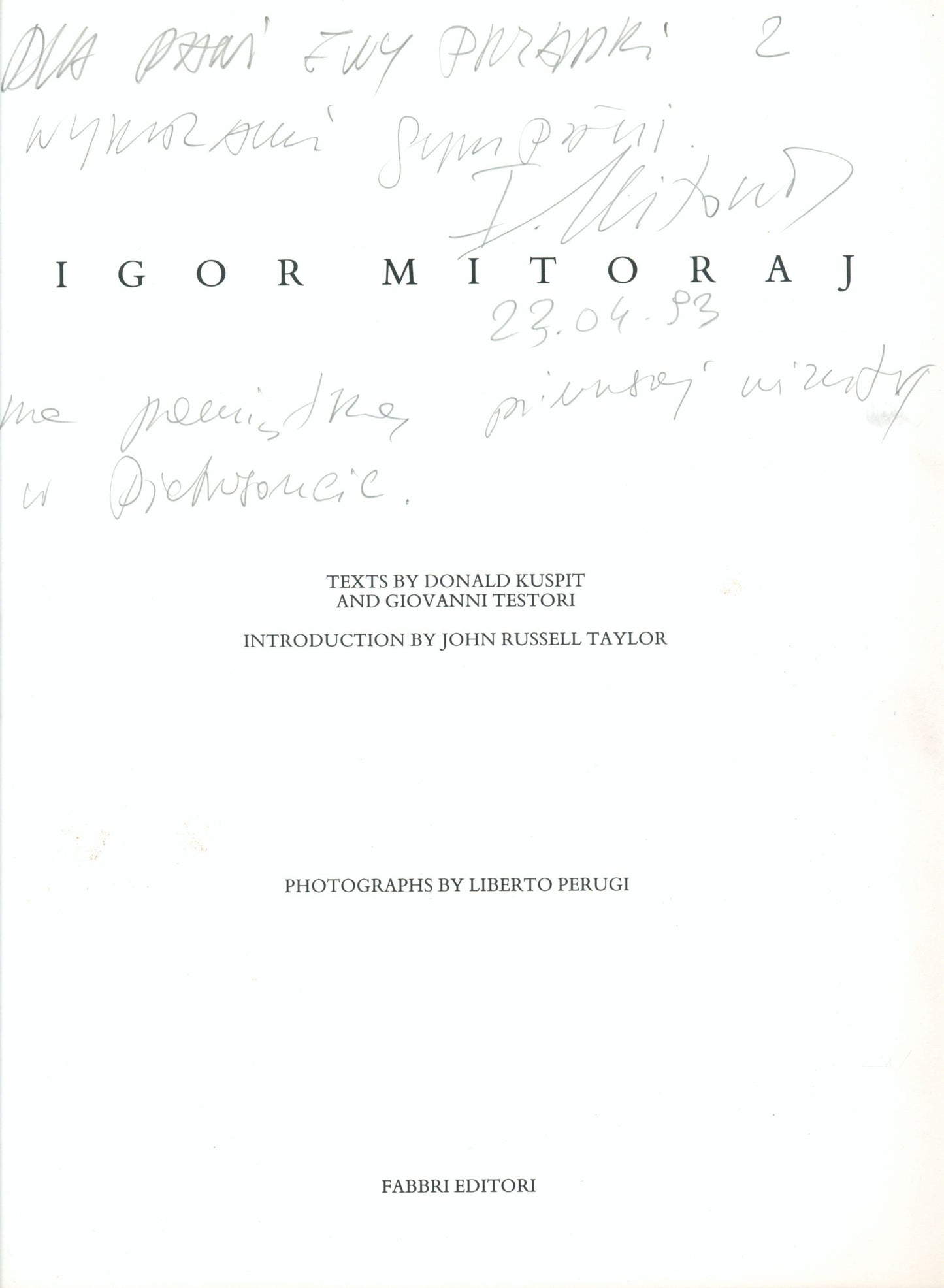 Mitoraj Igor. Album (osobista dedykacja artysty) [Mediolan 1992]