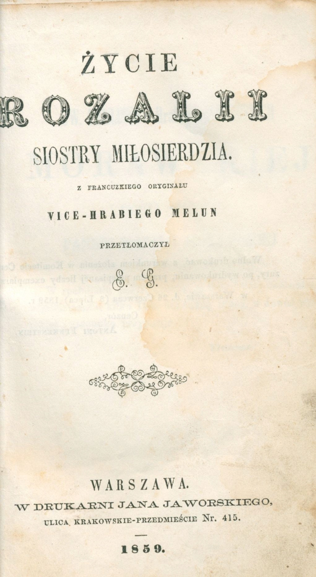 Życie Rozalii siostry miłosierdzia (oprawa w półskórek) [Warszawa 1859]