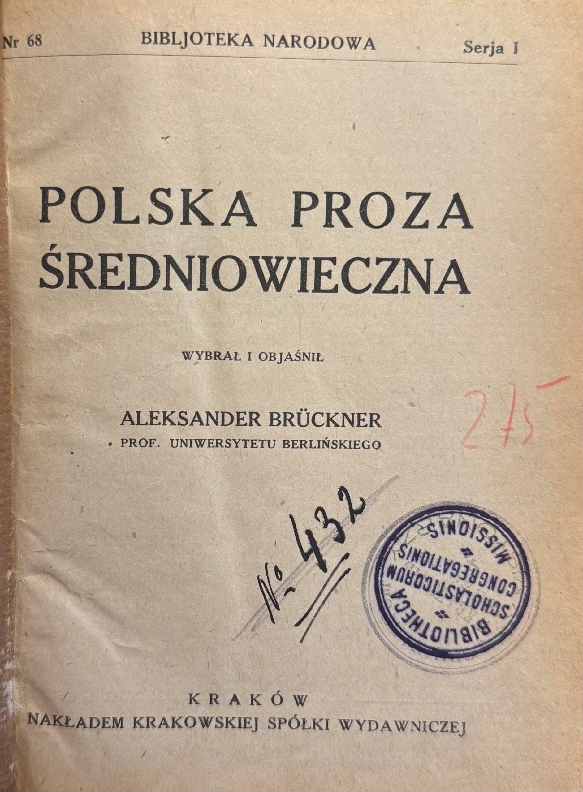 Polska proza średniowieczna Aleksander Brückner [Biblioteka Narodowa]