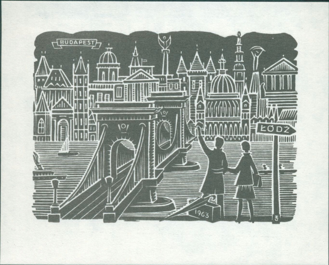 (z podpisem autora) Grafika okolicznościowa Teofila Jóźwiaka [Łódź 1986]