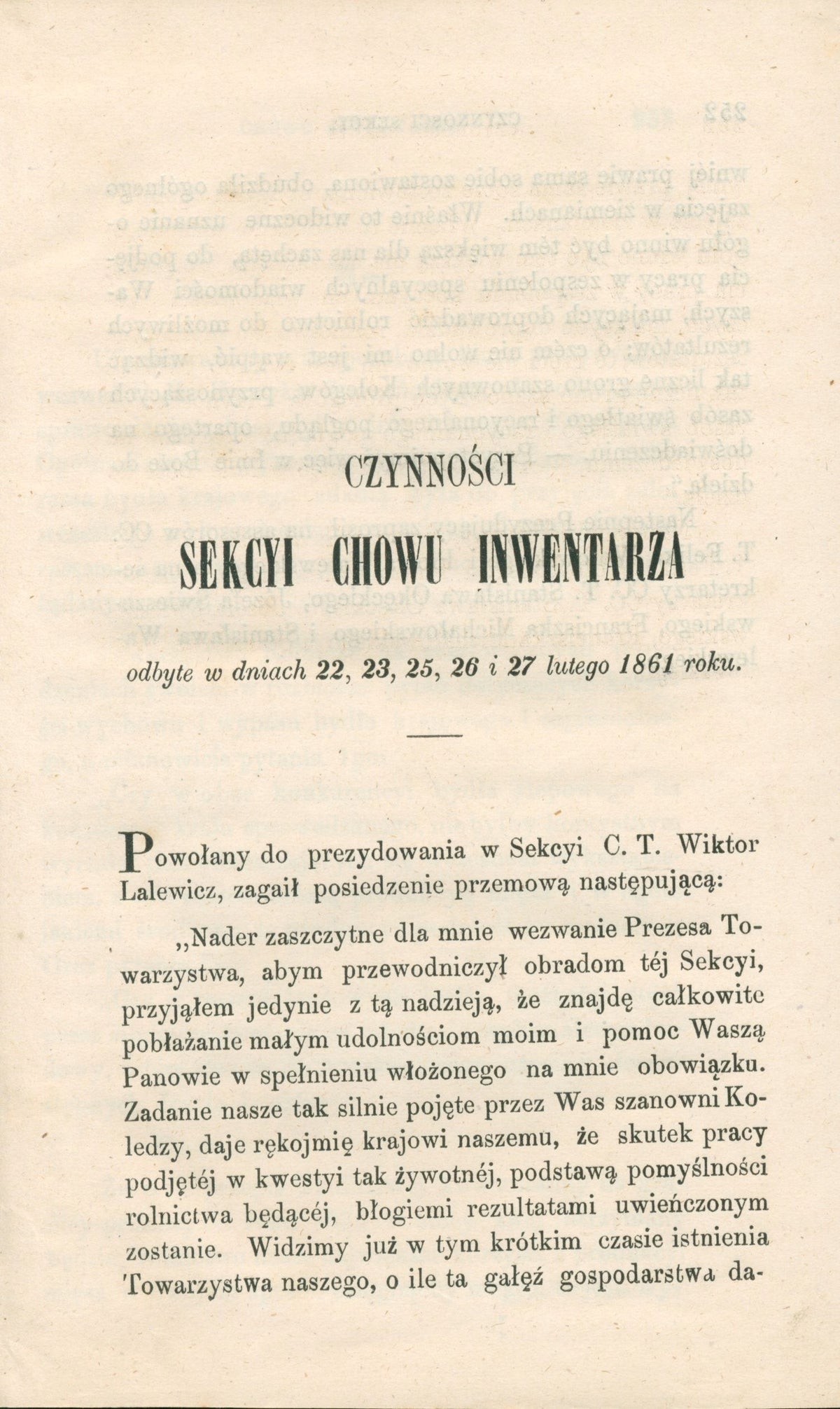 Czynności sekcyi chowu inwentarza, oprac. zbiorowe