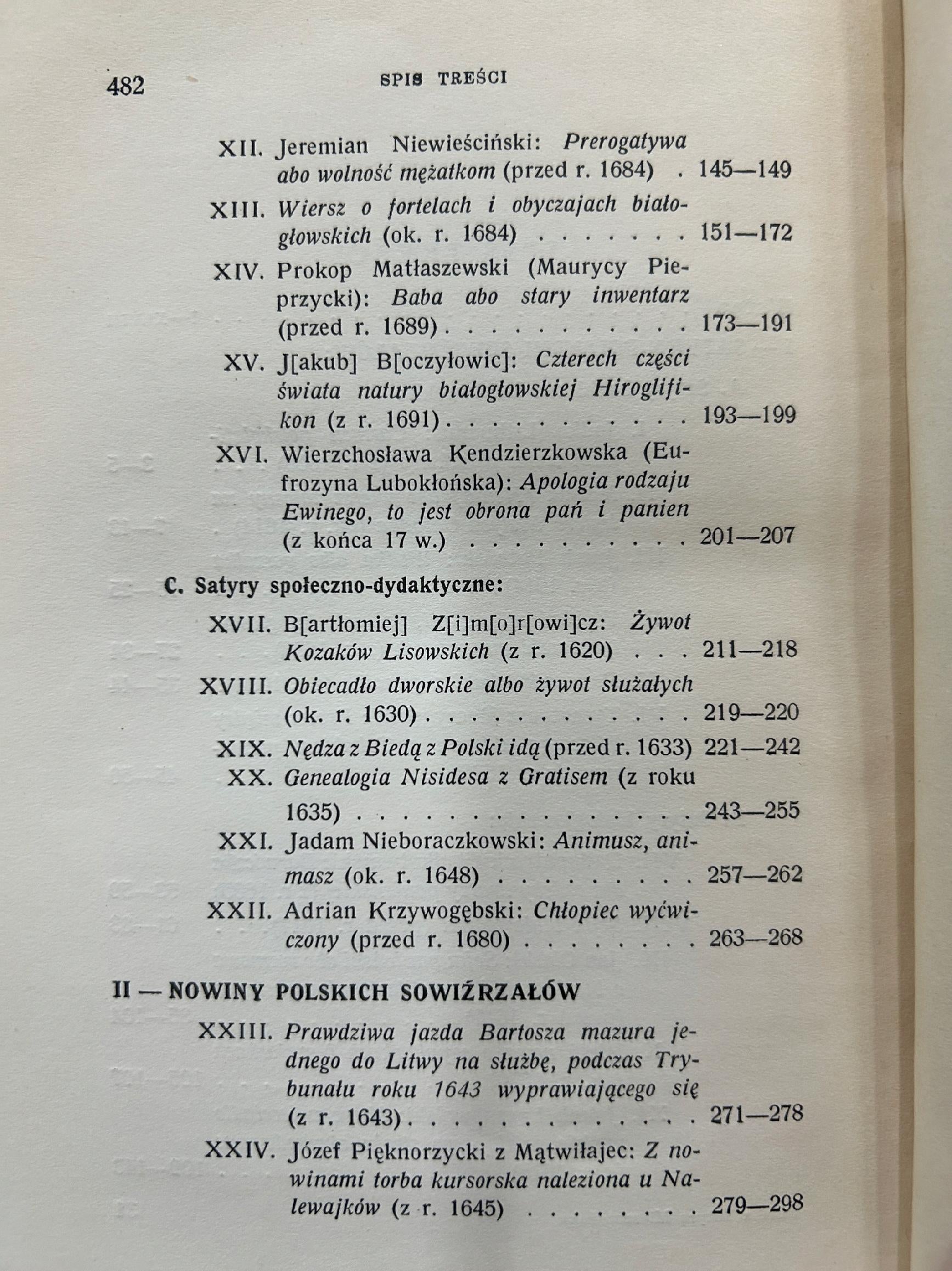 Polska satyra mieszczańska. Nowiny sowiźrzalskie - opr. Karol Badecki