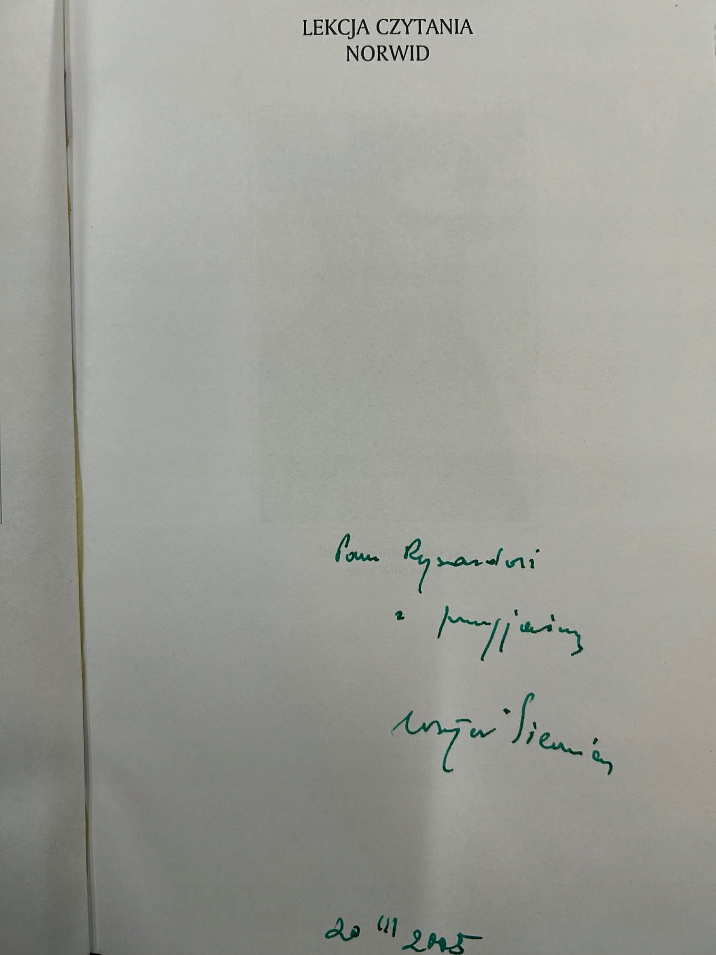 Lekcja czytania: Różewicz, Norwid, Gałczyński - Wojciech Siemion [Autograf]