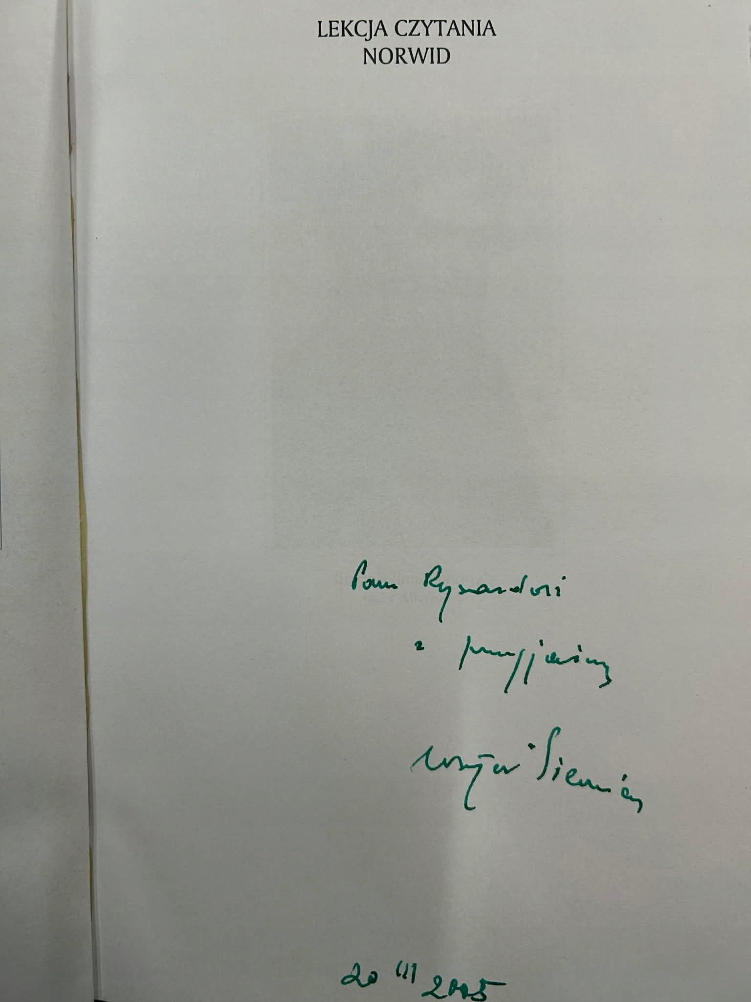 Lekcja czytania: Różewicz, Norwid, Gałczyński - Wojciech Siemion [Autograf]