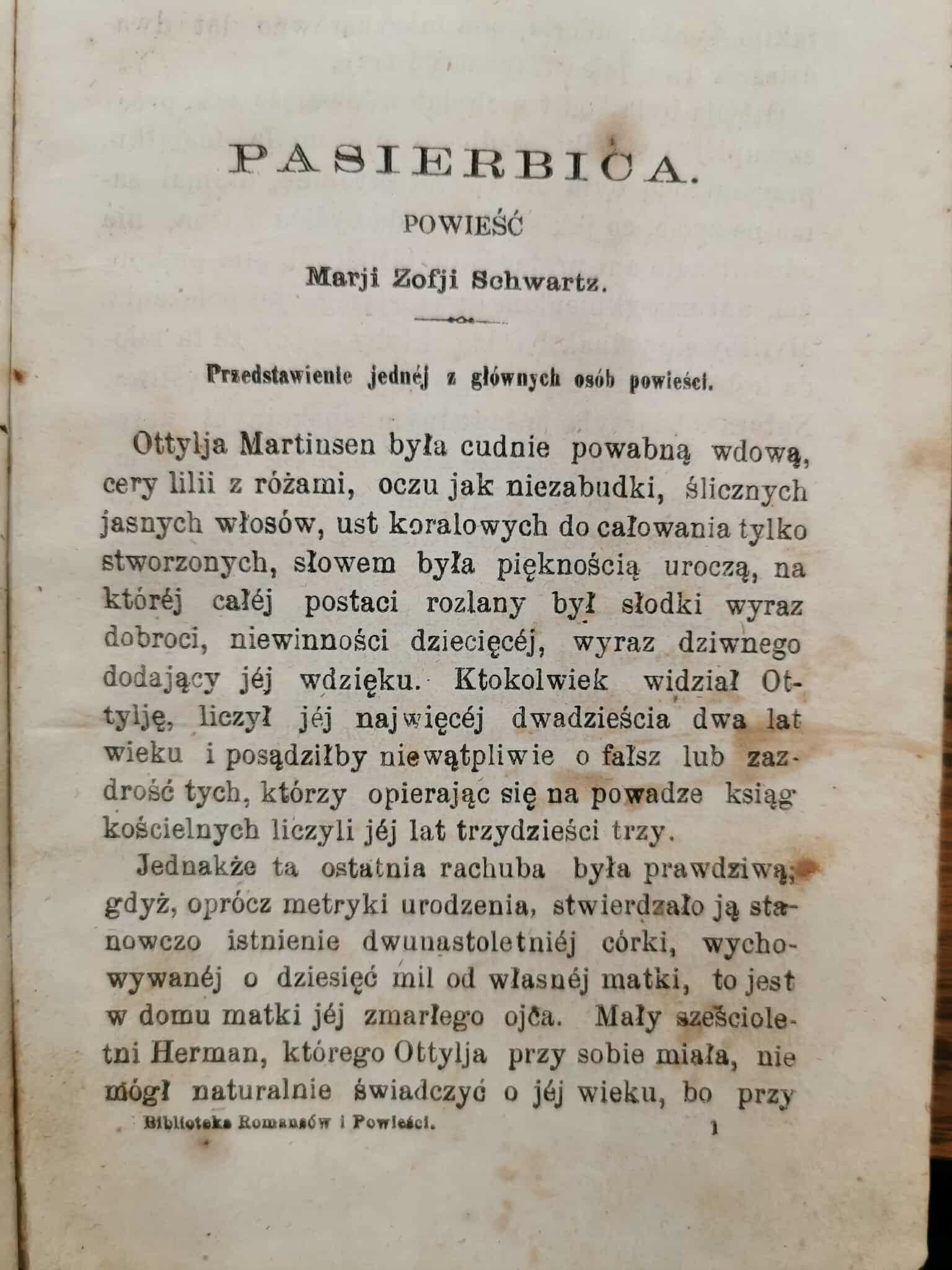 Biblioteka romansów i powieści. Pasierbica, M. Z. Schwartz [1872]