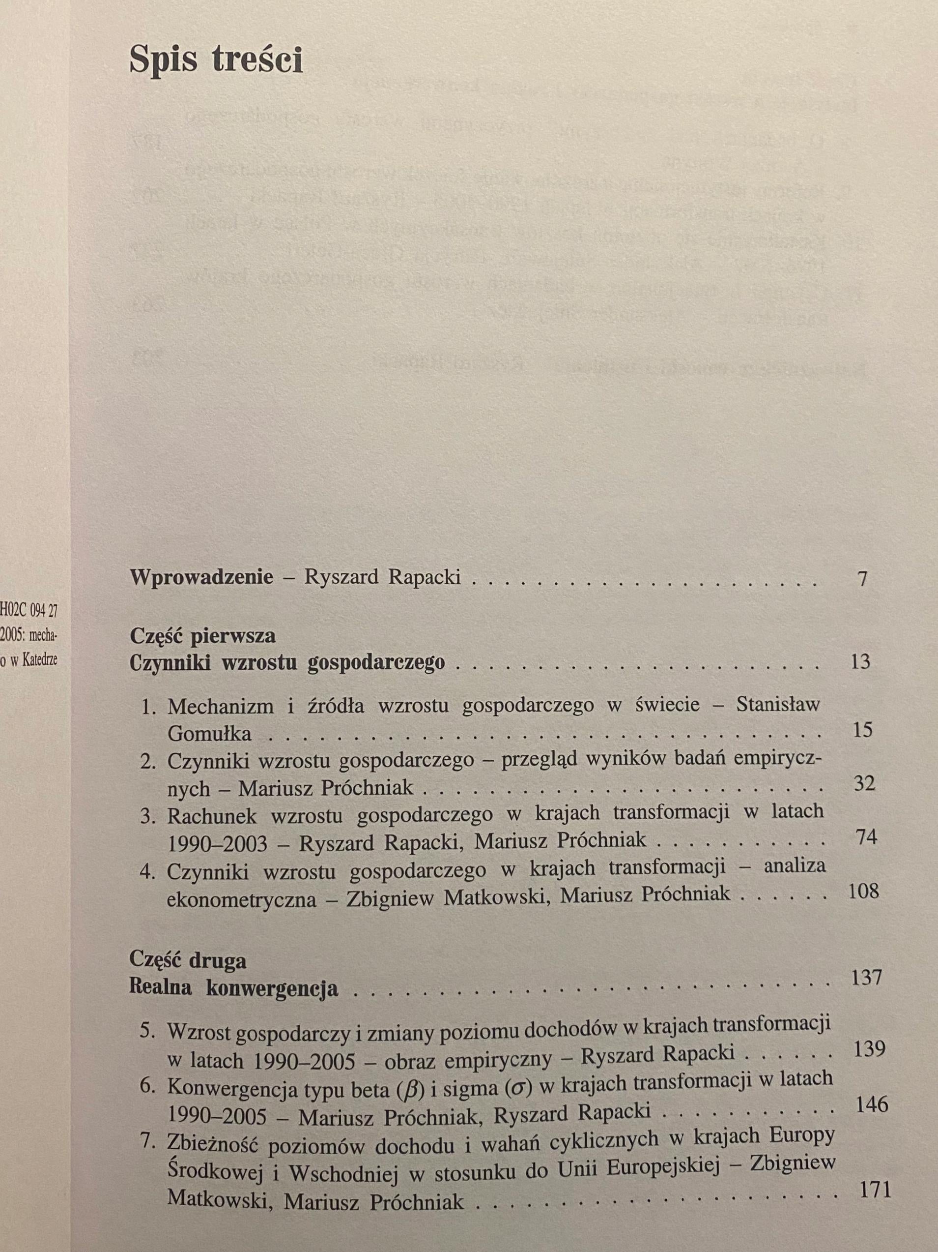 Wzrost gospodarczy w krajach transformacji Ryszard Rapacki
