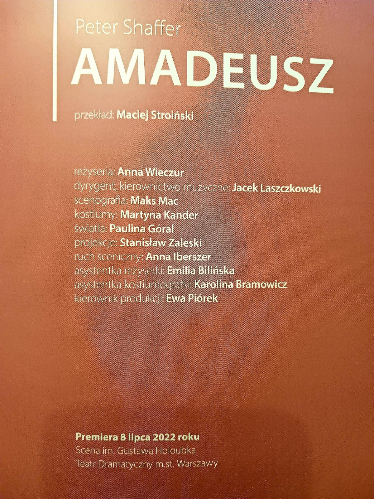 Amadeusz Peter Shaffer Teatr Dramatyczny m.st. Warszawy