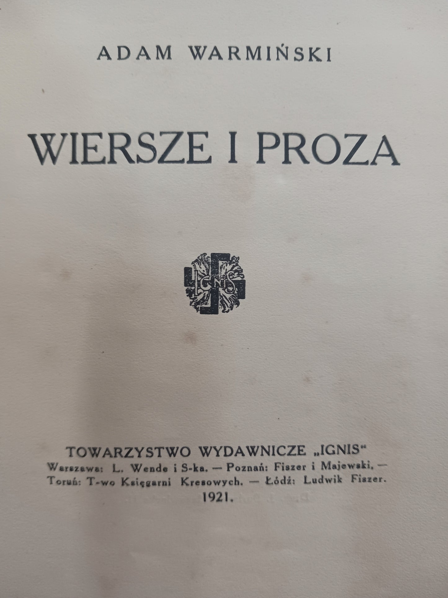 Wiersze i proza Adam Warmiński [wydanie z roku 1921]