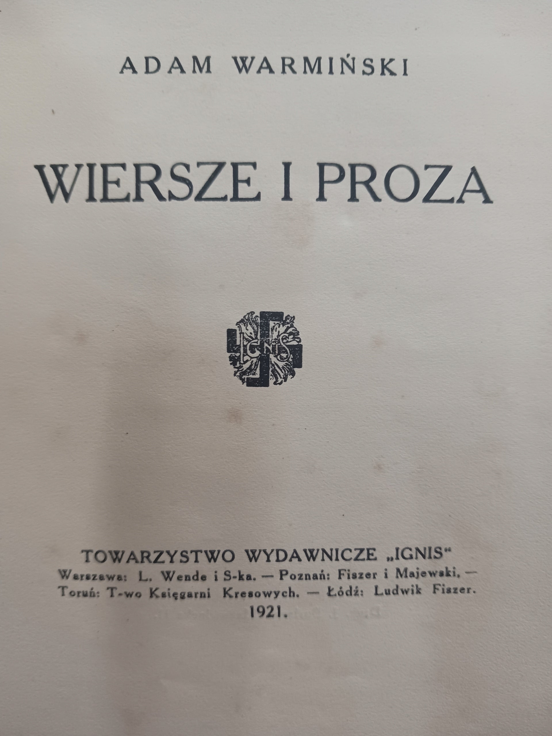 Wiersze i proza Adam Warmiński [wydanie z roku 1921]