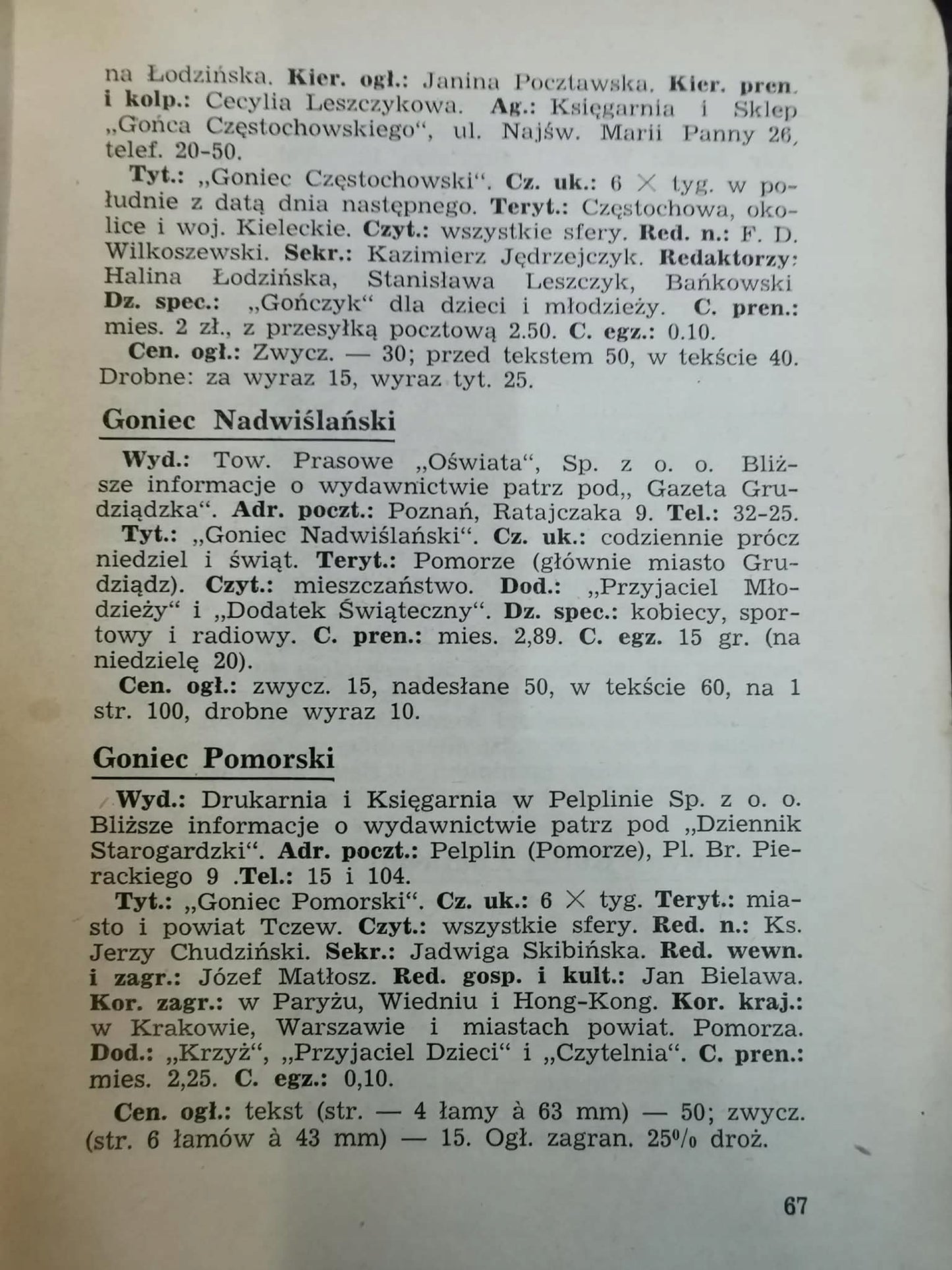 Informator Prasowy 1938/39