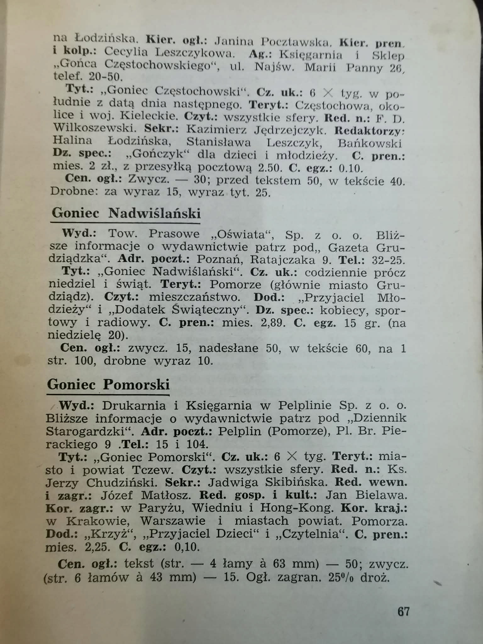 Informator Prasowy 1938/39
