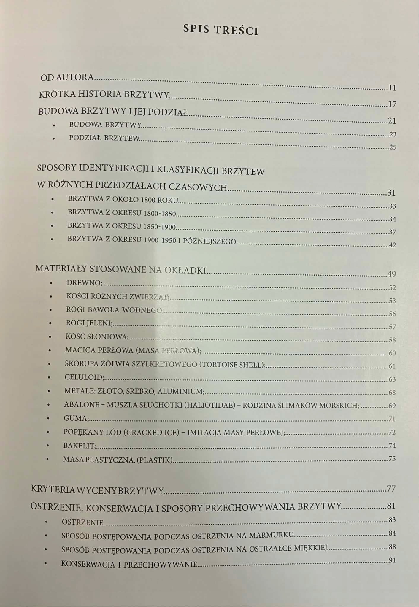 Lech Kubecki Brzytwa Fryzjerska XVIII - XX w. Rodzaje, modele, producenci