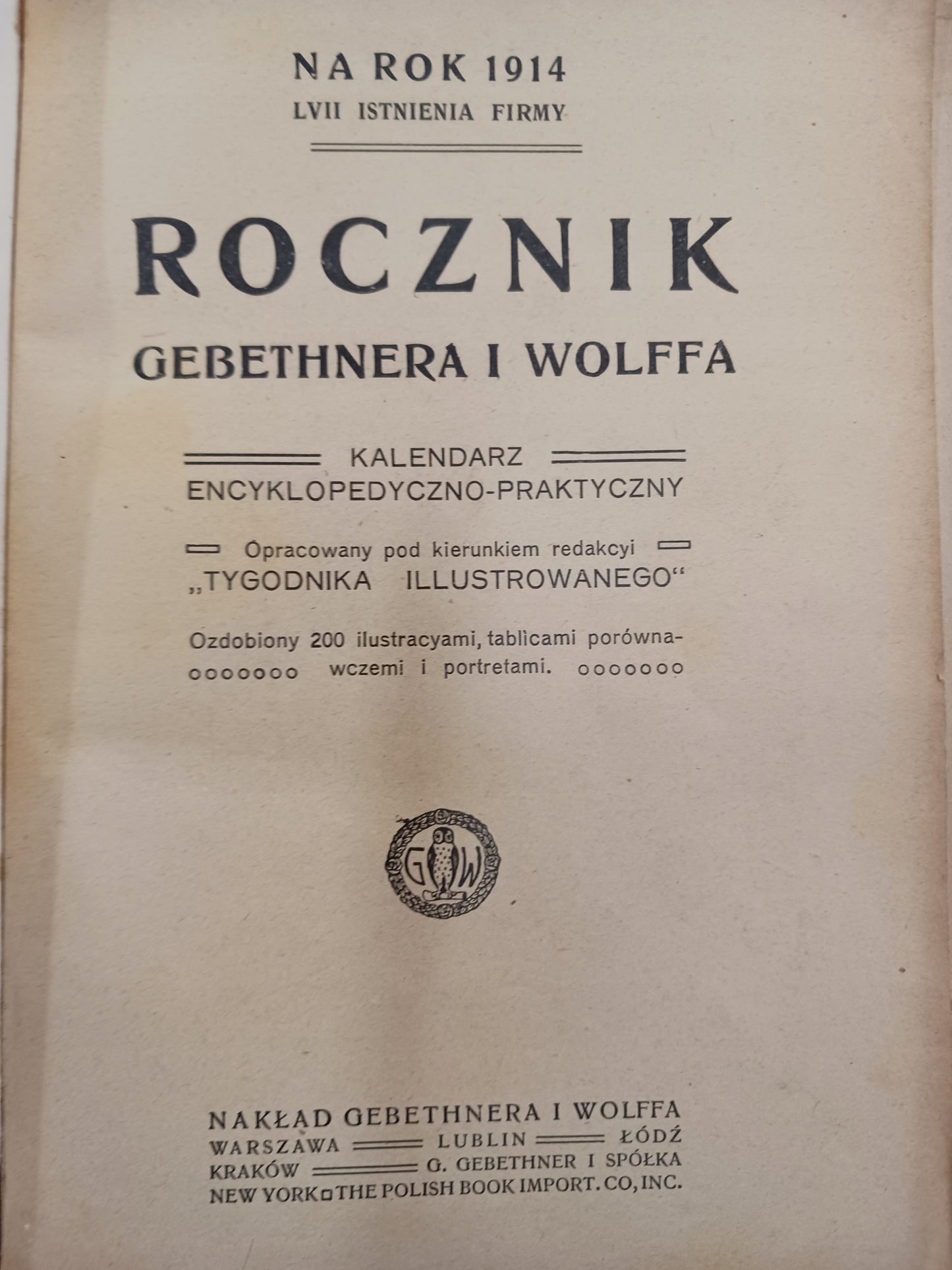 Rocznik Gebethnera i Wolffa na rok 1914 Kal. encyklopedyczno-praktyczny