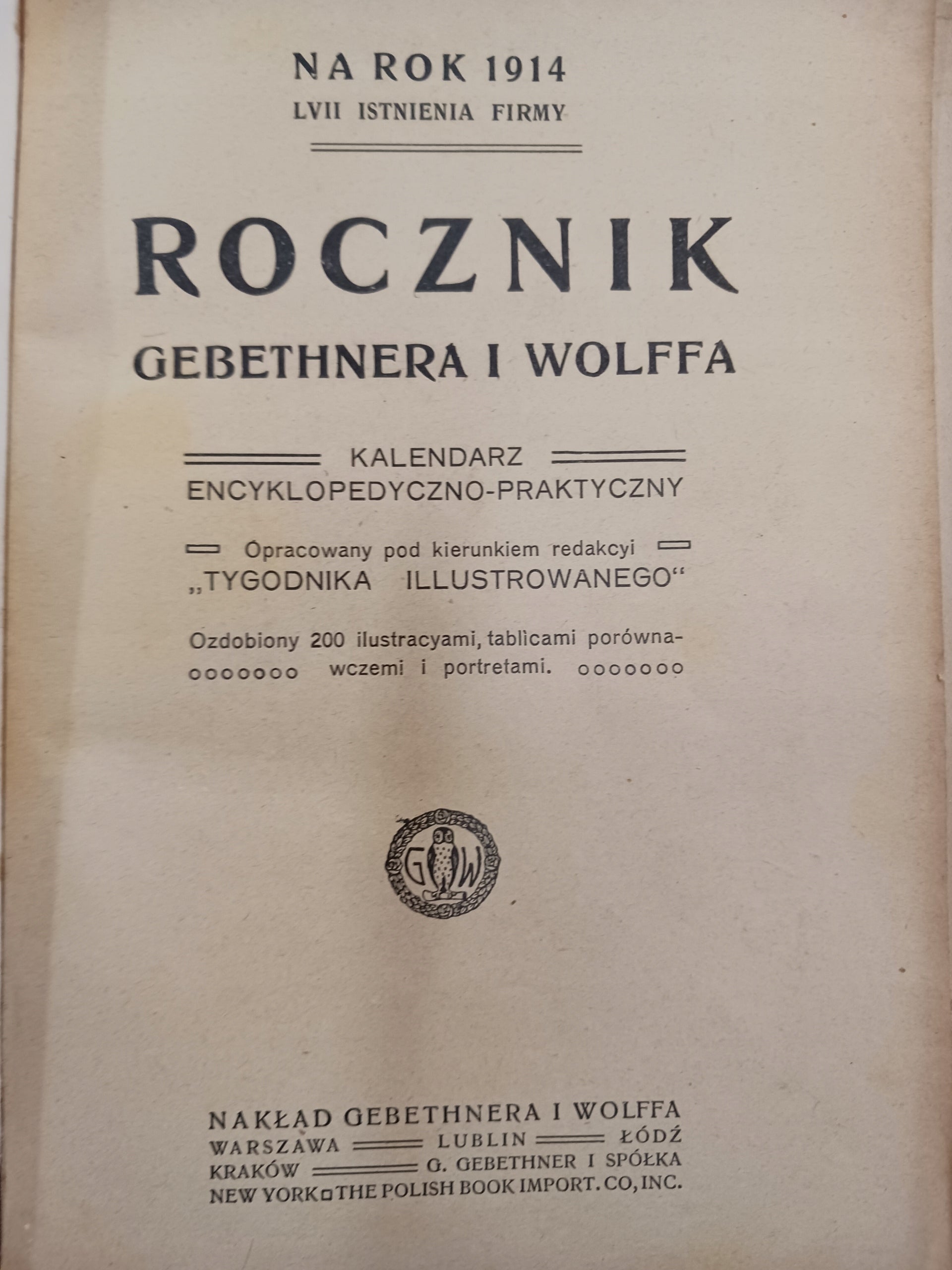 Rocznik Gebethnera i Wolffa na rok 1914 Kal. encyklopedyczno-praktyczny