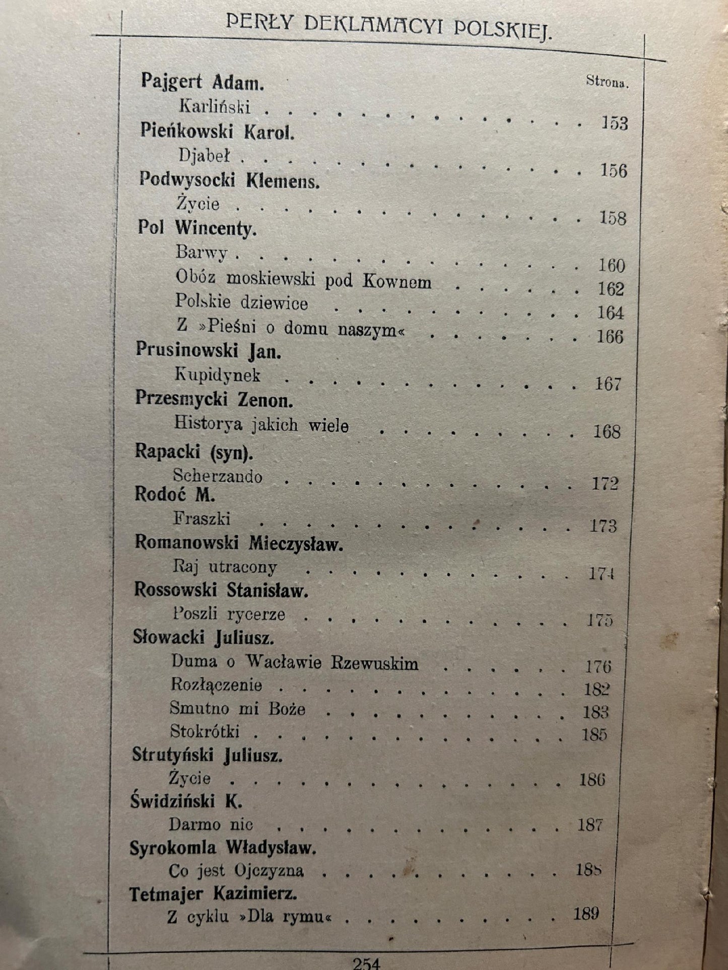Perły deklamacyi polskiej - zebrał Adam Kompf [1909 r.]