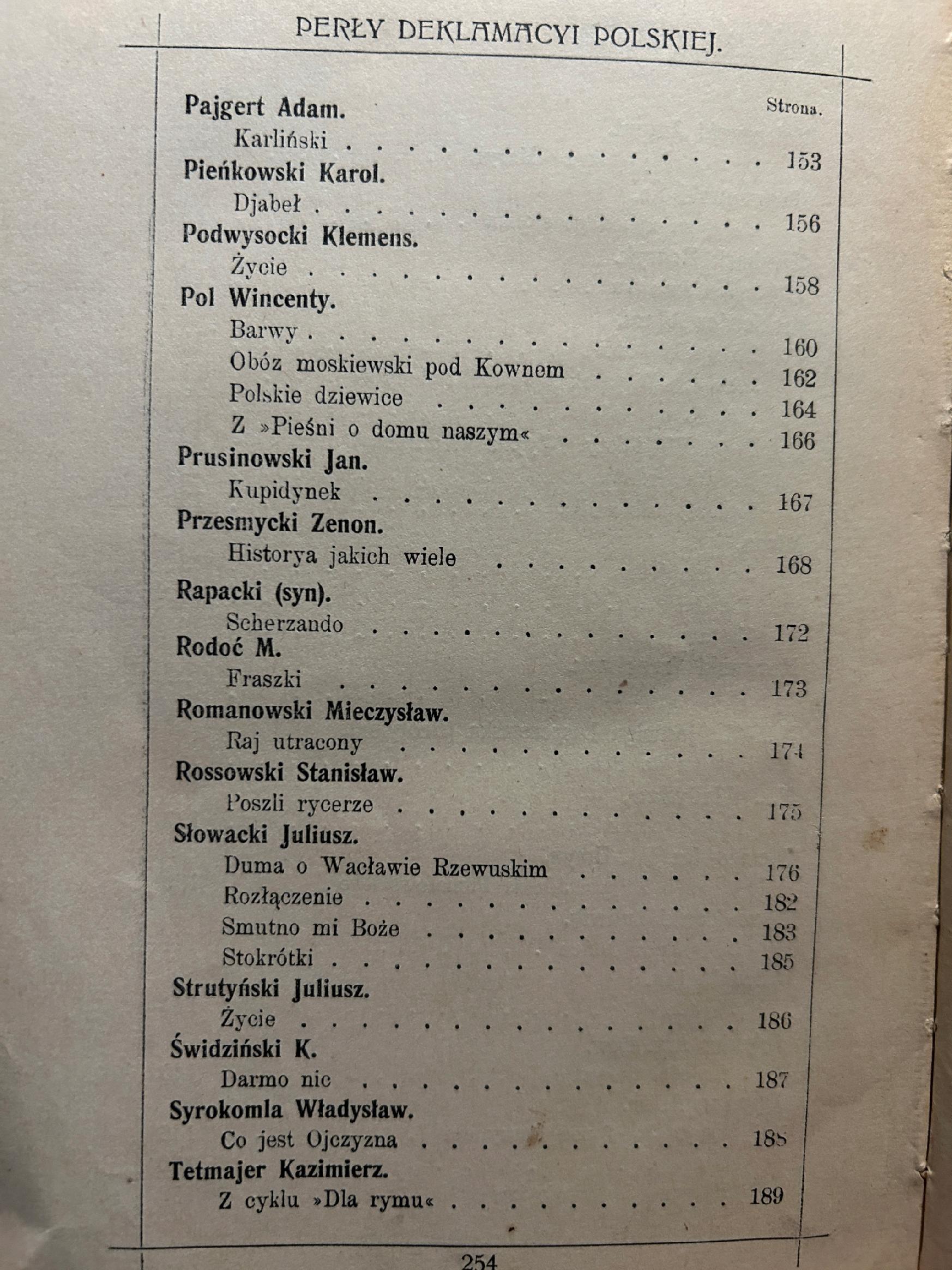 Perły deklamacyi polskiej - zebrał Adam Kompf [1909 r.]