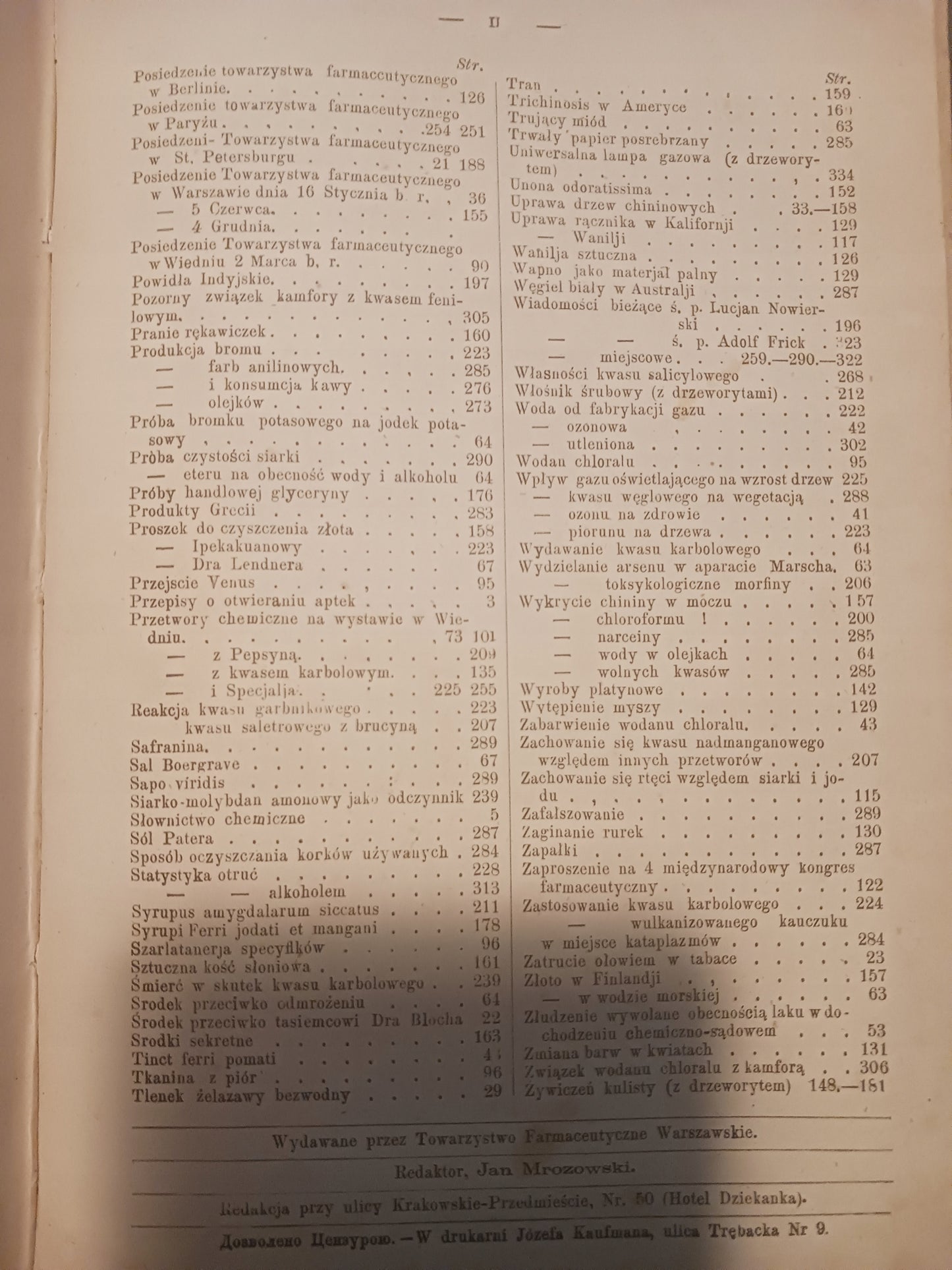 Wiadomości farmaceutyczne Tom I red. Jan Mrozowski [pełny rocznik 1874 r.]