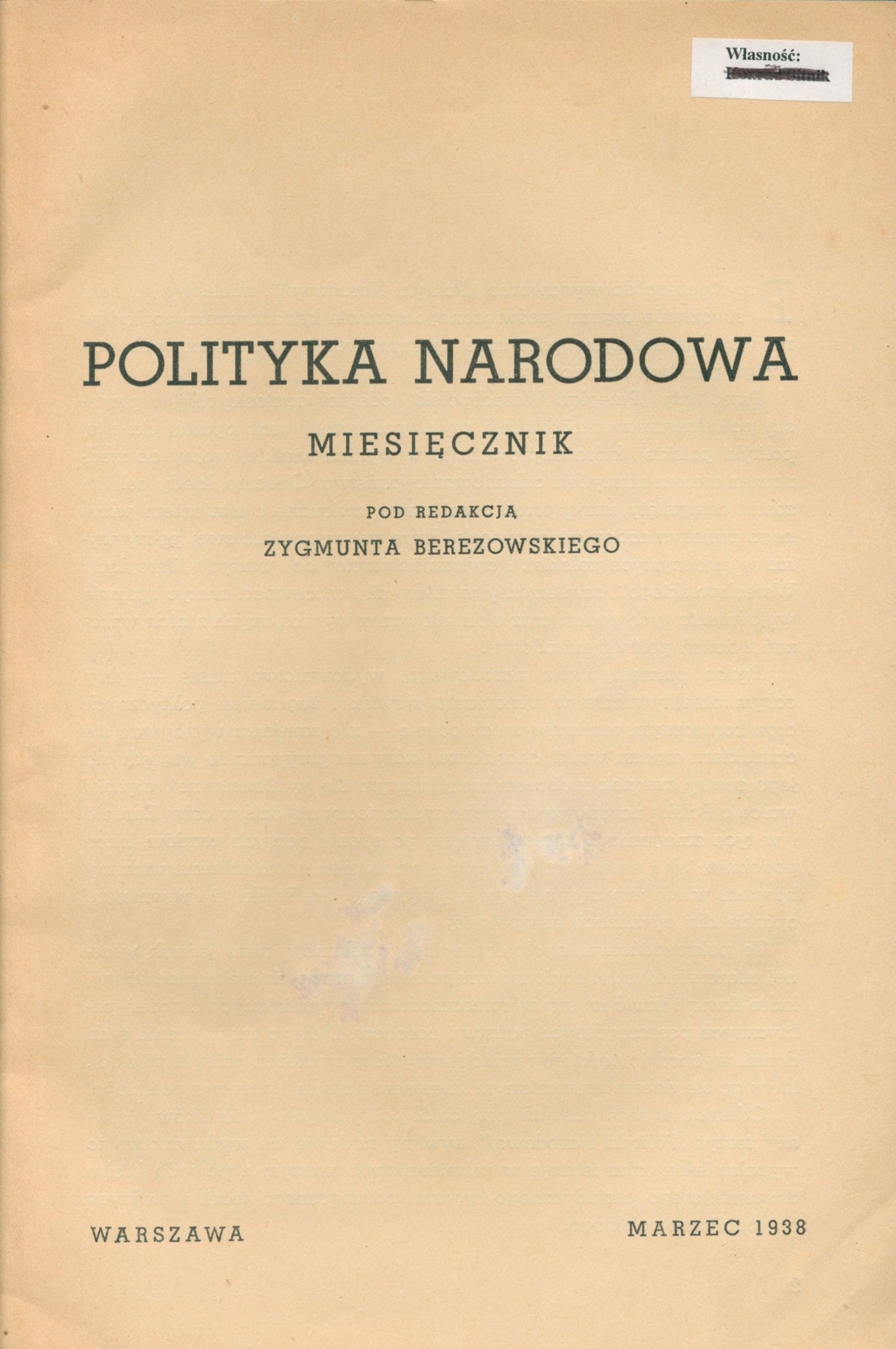 Polityka Narodowa [1938][Dmowski, Folkierski, Januszajtis, Giertych]