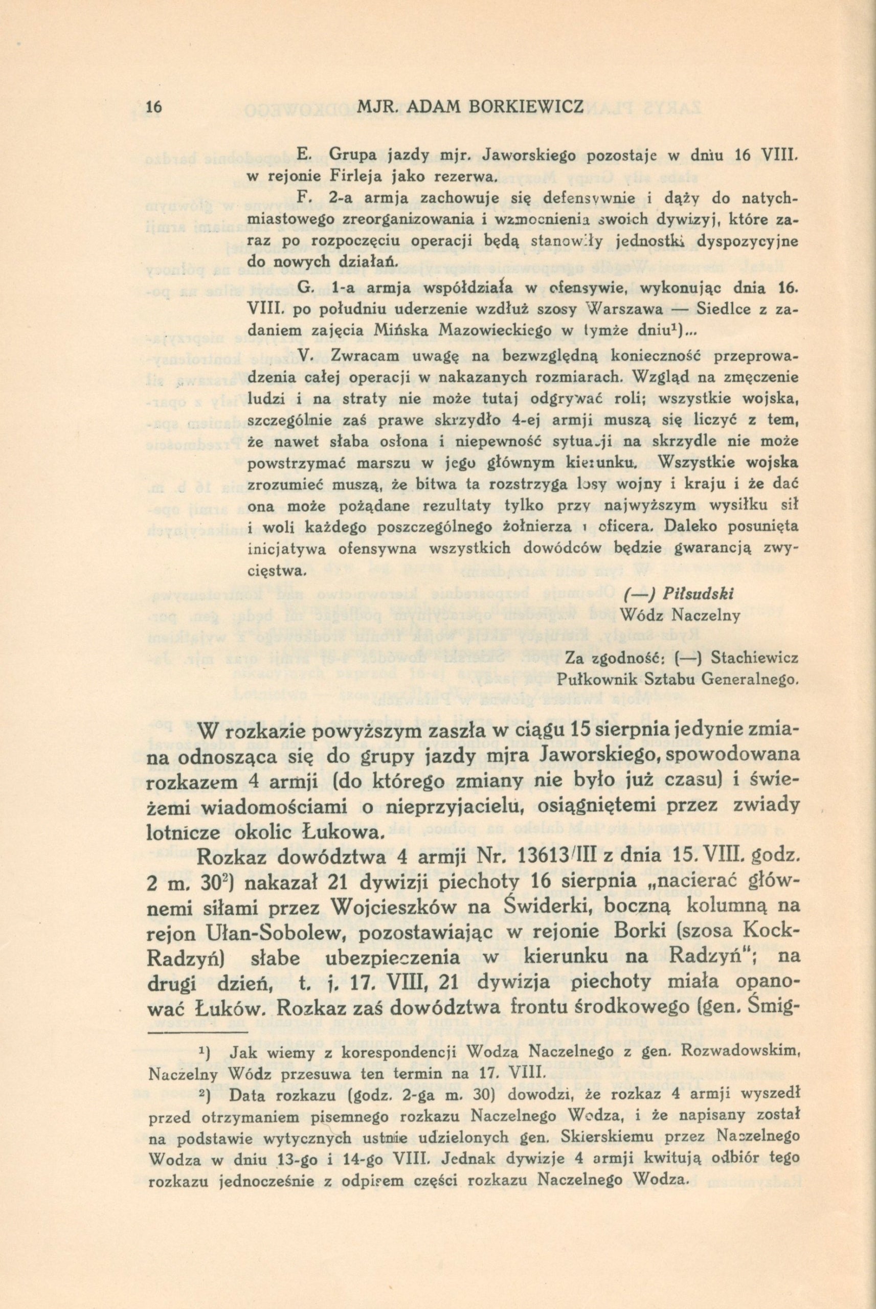 Borkiewicz Zarys planu manewru frontu środkowego [1930]