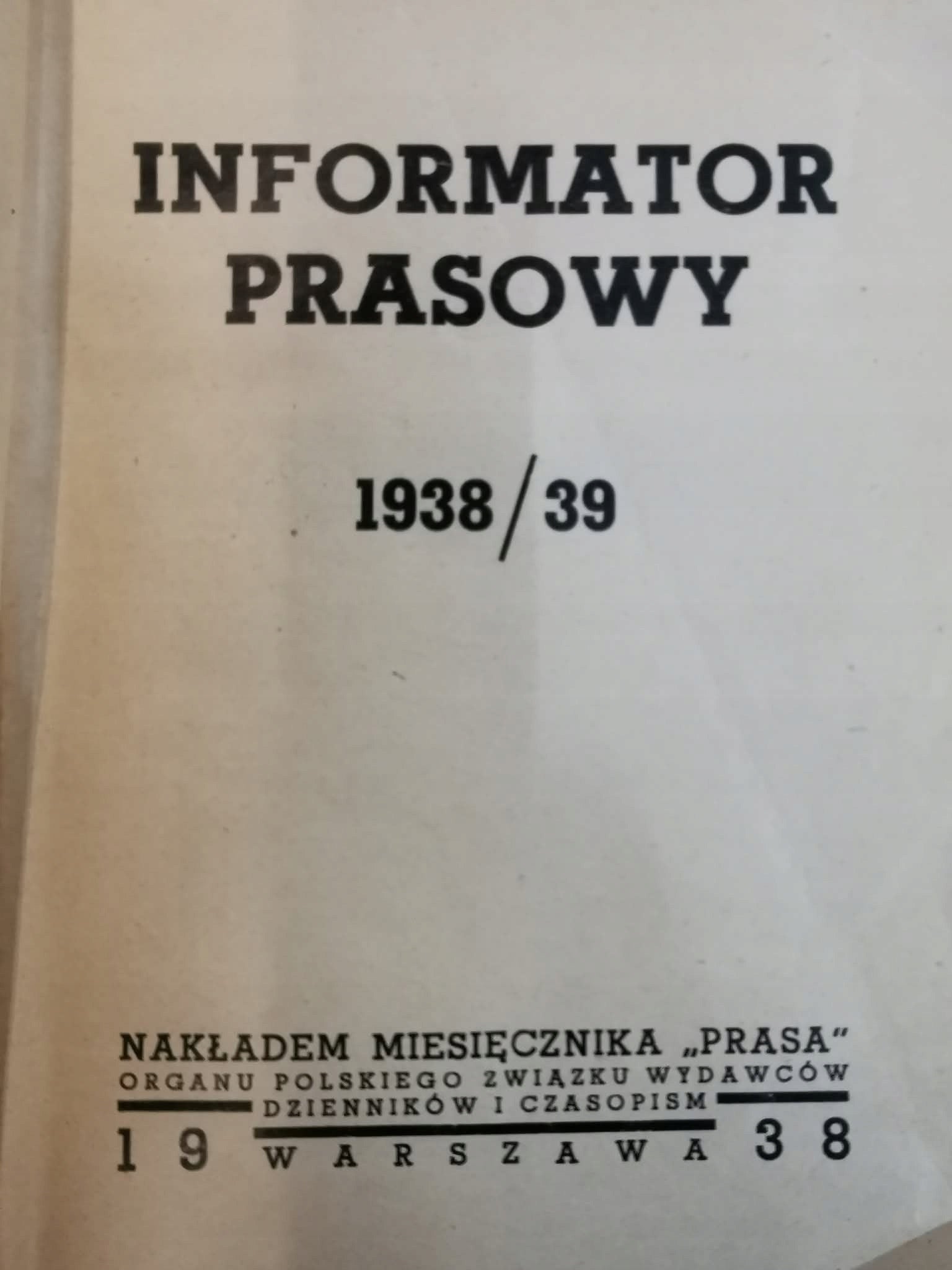 Informator Prasowy 1938/39