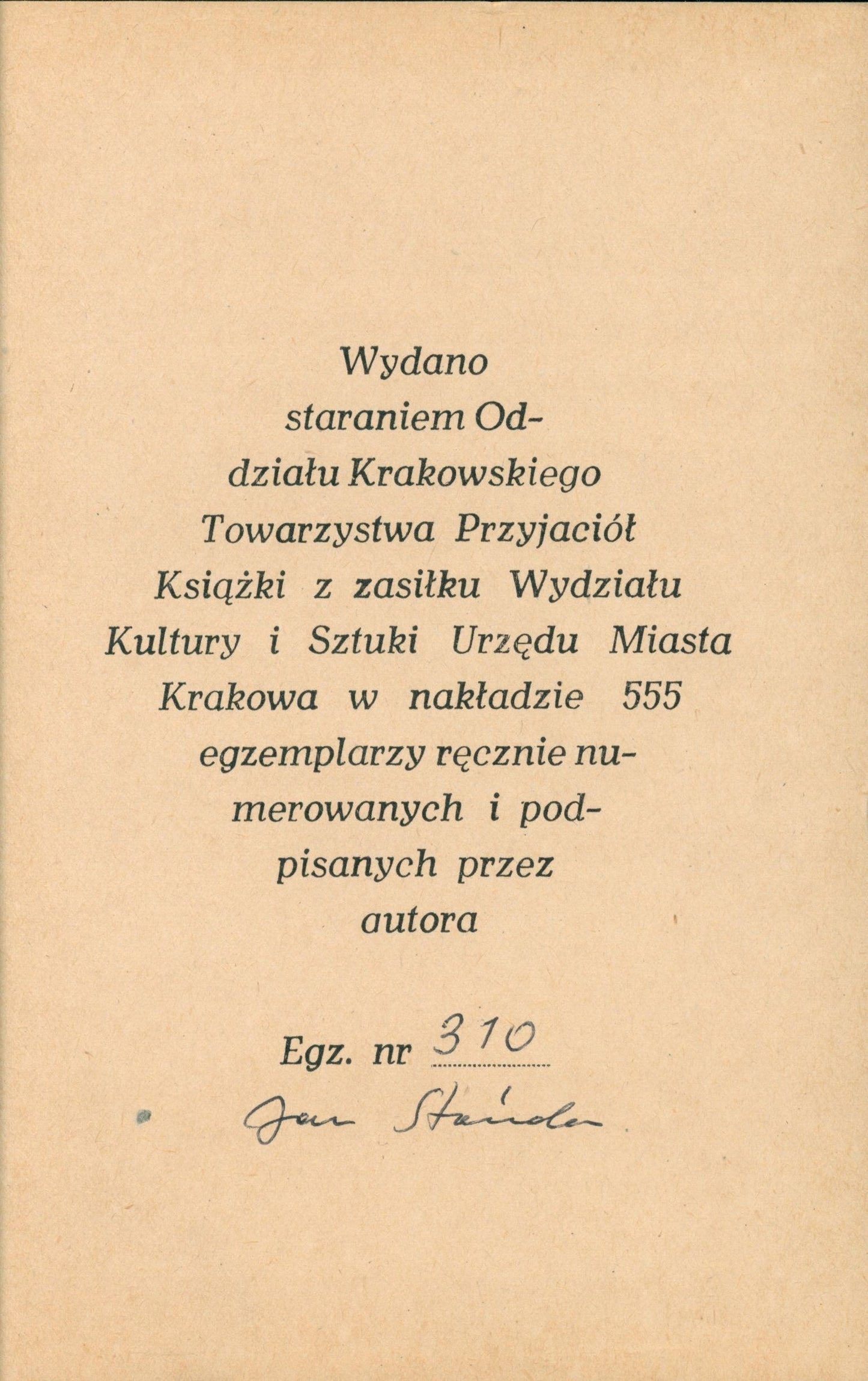 Skrzydlate słowa Wyspiańskiego w ekslibrisach J. Stańdy (autograf autora)