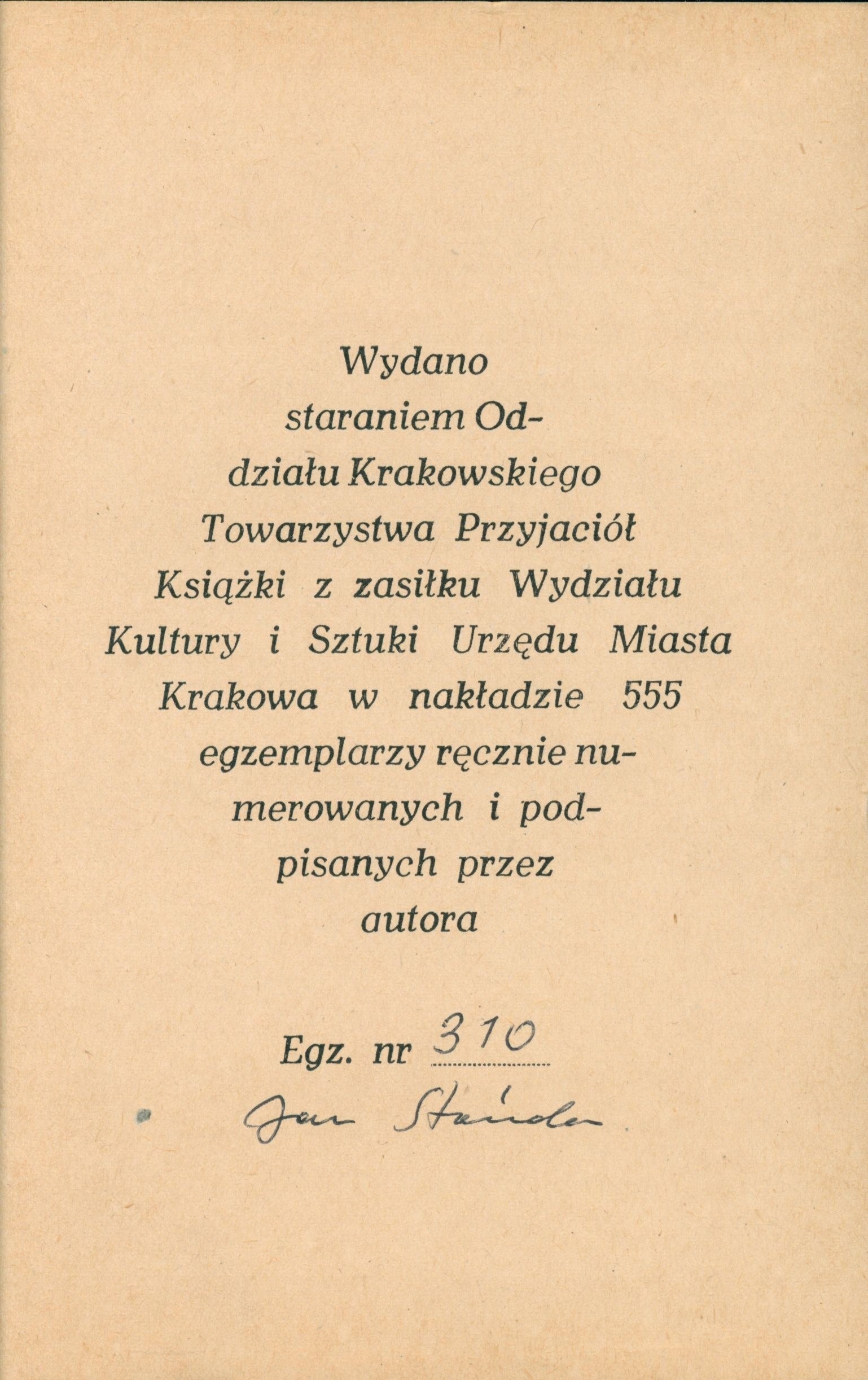 Skrzydlate słowa Wyspiańskiego w ekslibrisach J. Stańdy (autograf autora)