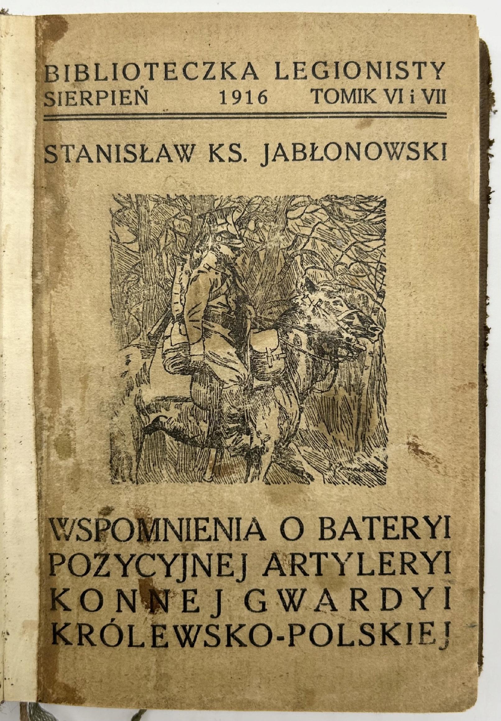 Jabłonowski Stanisław, Wspomnienia o bateryi pozycyjnej artyleryi konnej